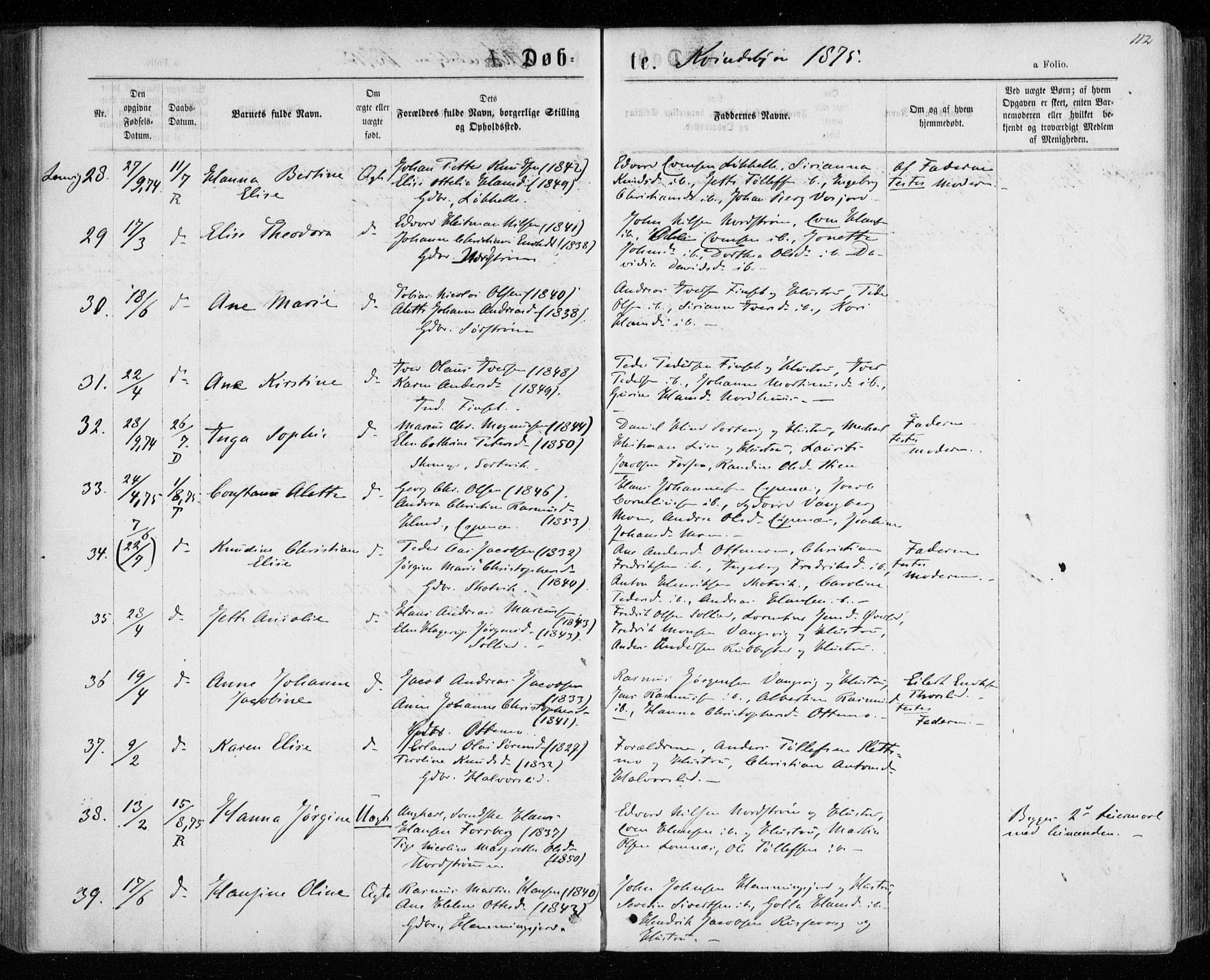Tranøy sokneprestkontor, SATØ/S-1313/I/Ia/Iaa/L0008kirke: Parish register (official) no. 8, 1867-1877, p. 112