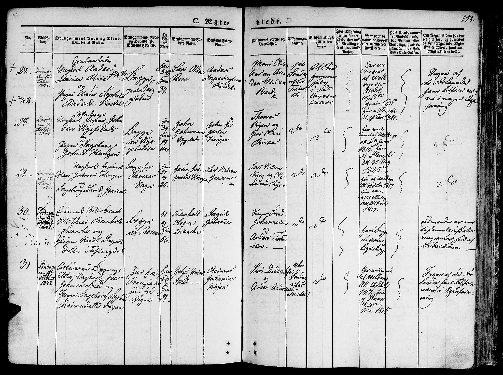 Ministerialprotokoller, klokkerbøker og fødselsregistre - Sør-Trøndelag, SAT/A-1456/681/L0930: Parish register (official) no. 681A08, 1829-1844, p. 550