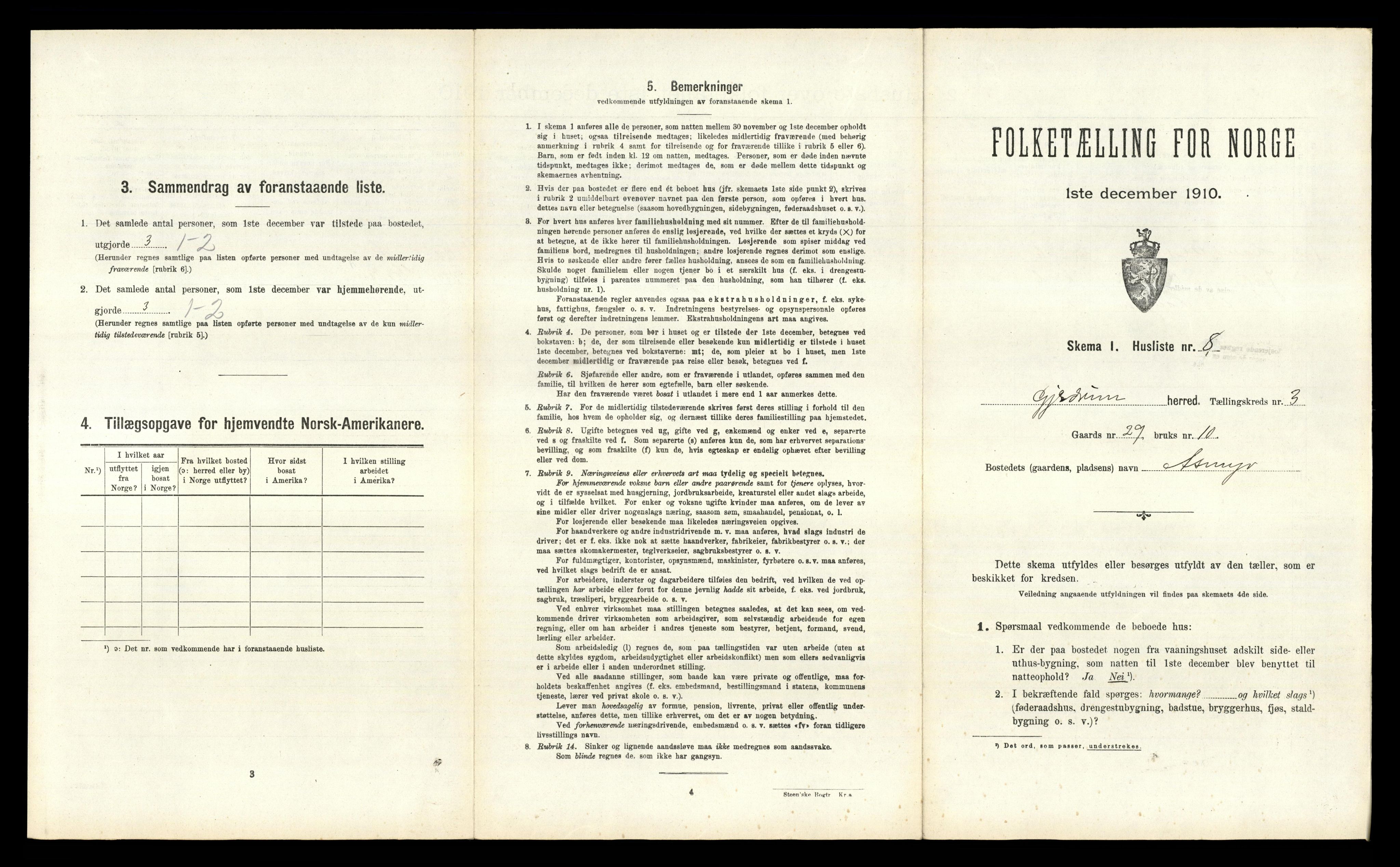 RA, 1910 census for Gjerdrum, 1910, p. 293