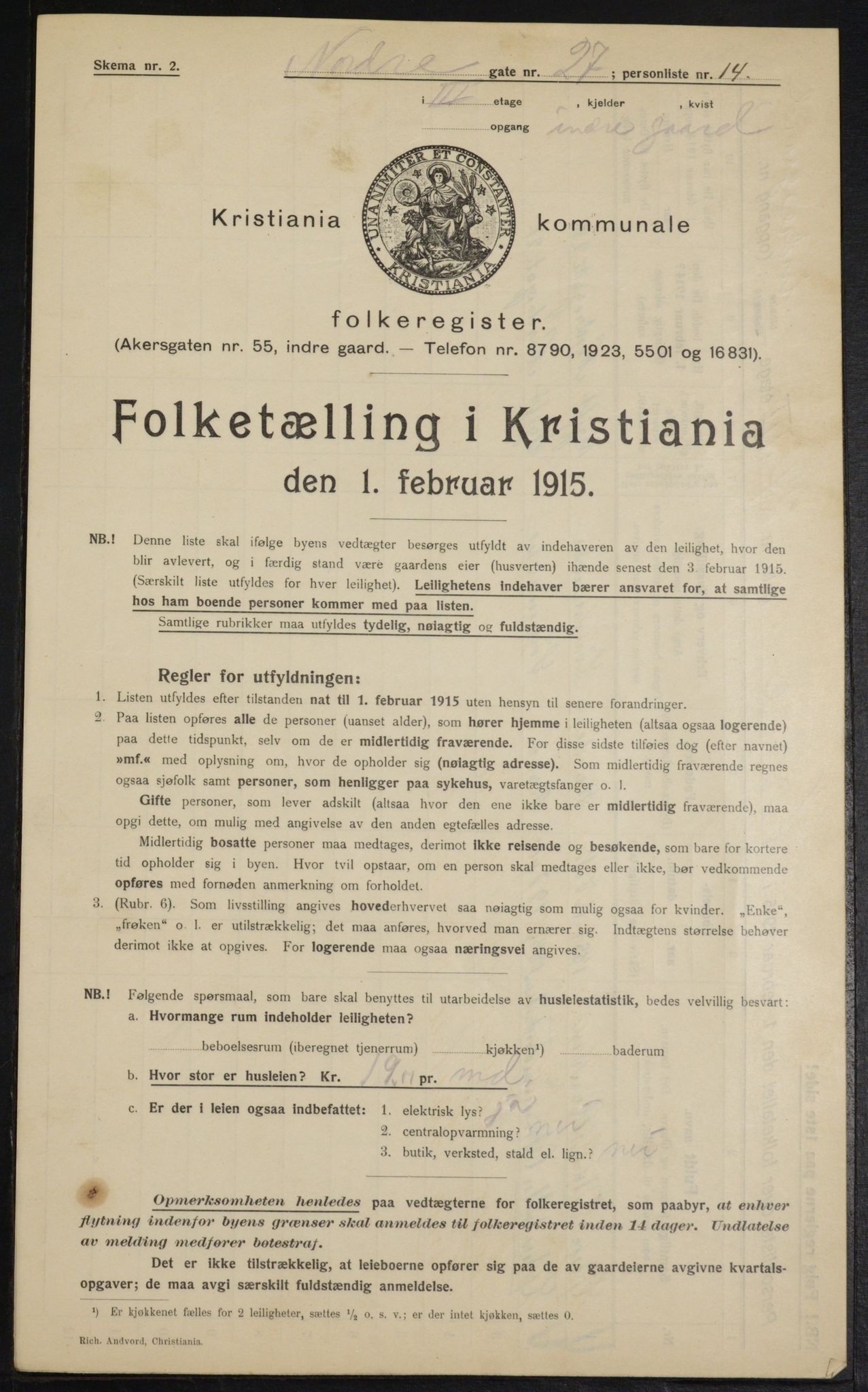 OBA, Municipal Census 1915 for Kristiania, 1915, p. 72735