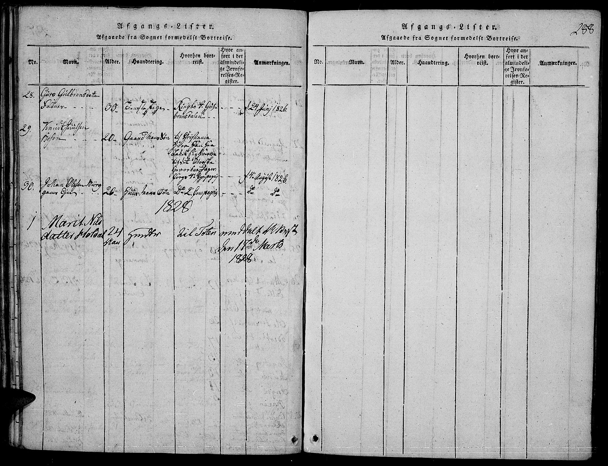Nord-Aurdal prestekontor, SAH/PREST-132/H/Ha/Haa/L0002: Parish register (official) no. 2, 1816-1828, p. 288