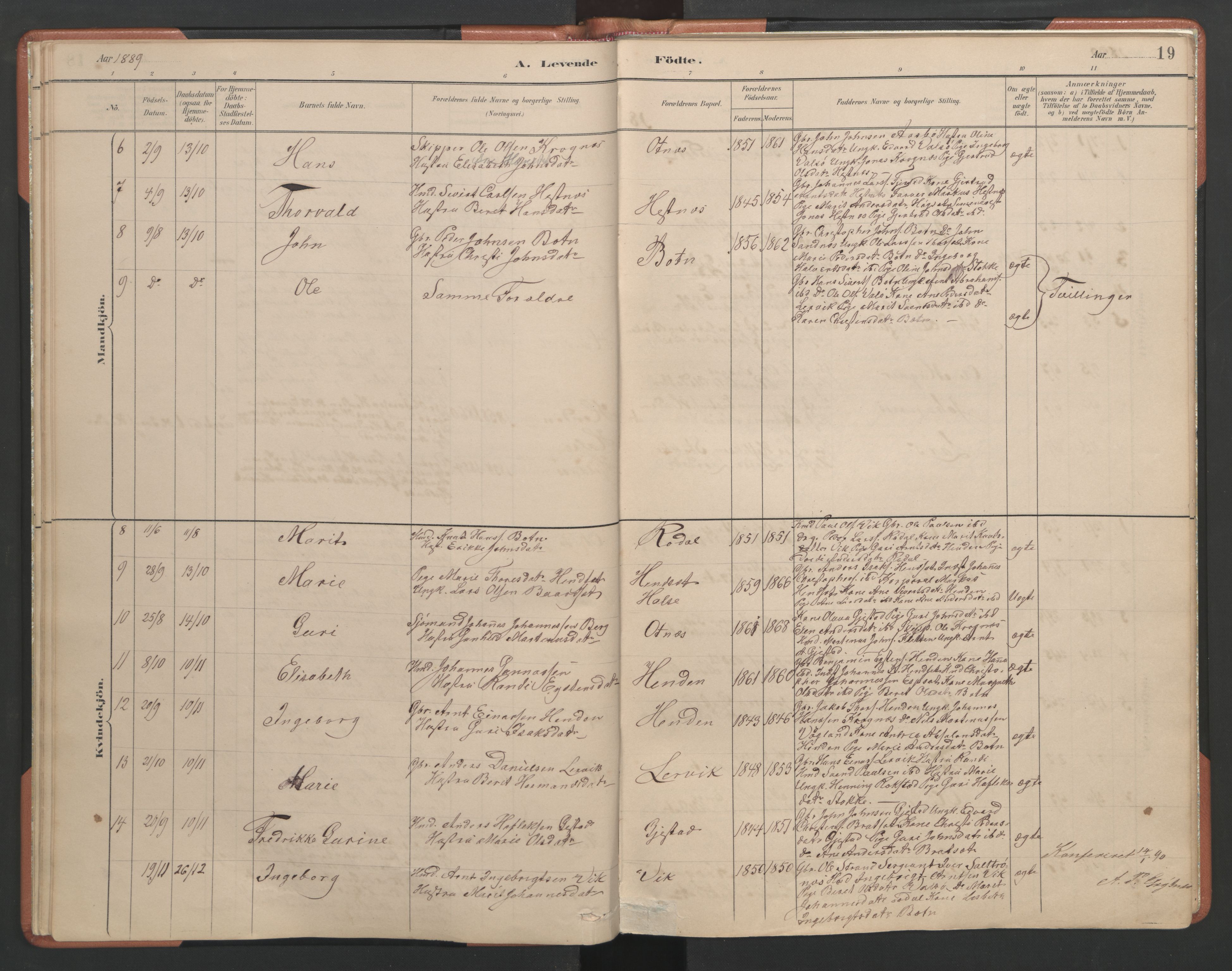 Ministerialprotokoller, klokkerbøker og fødselsregistre - Møre og Romsdal, AV/SAT-A-1454/580/L0926: Parish register (copy) no. 580C01, 1882-1903, p. 19