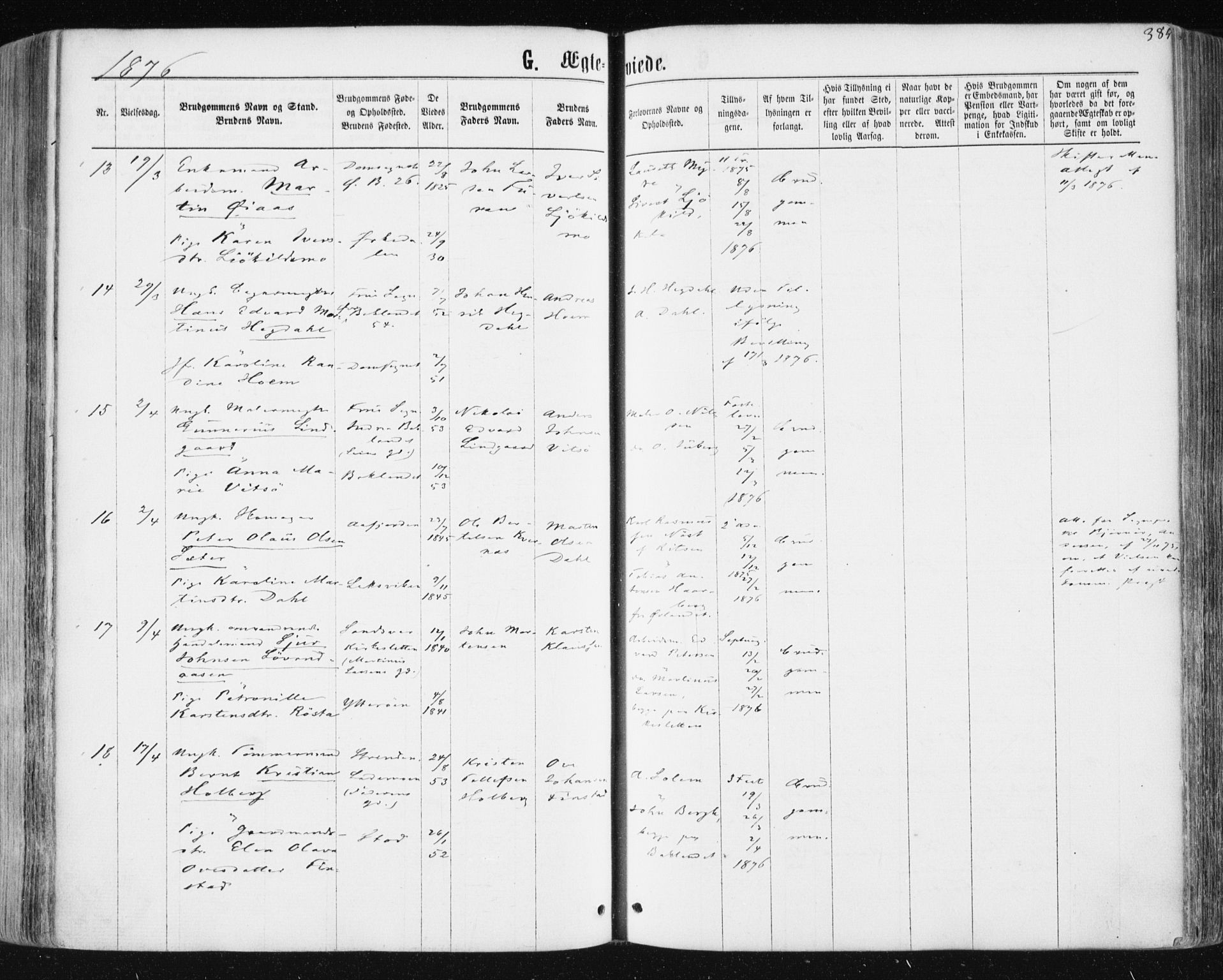 Ministerialprotokoller, klokkerbøker og fødselsregistre - Sør-Trøndelag, AV/SAT-A-1456/604/L0186: Parish register (official) no. 604A07, 1866-1877, p. 385