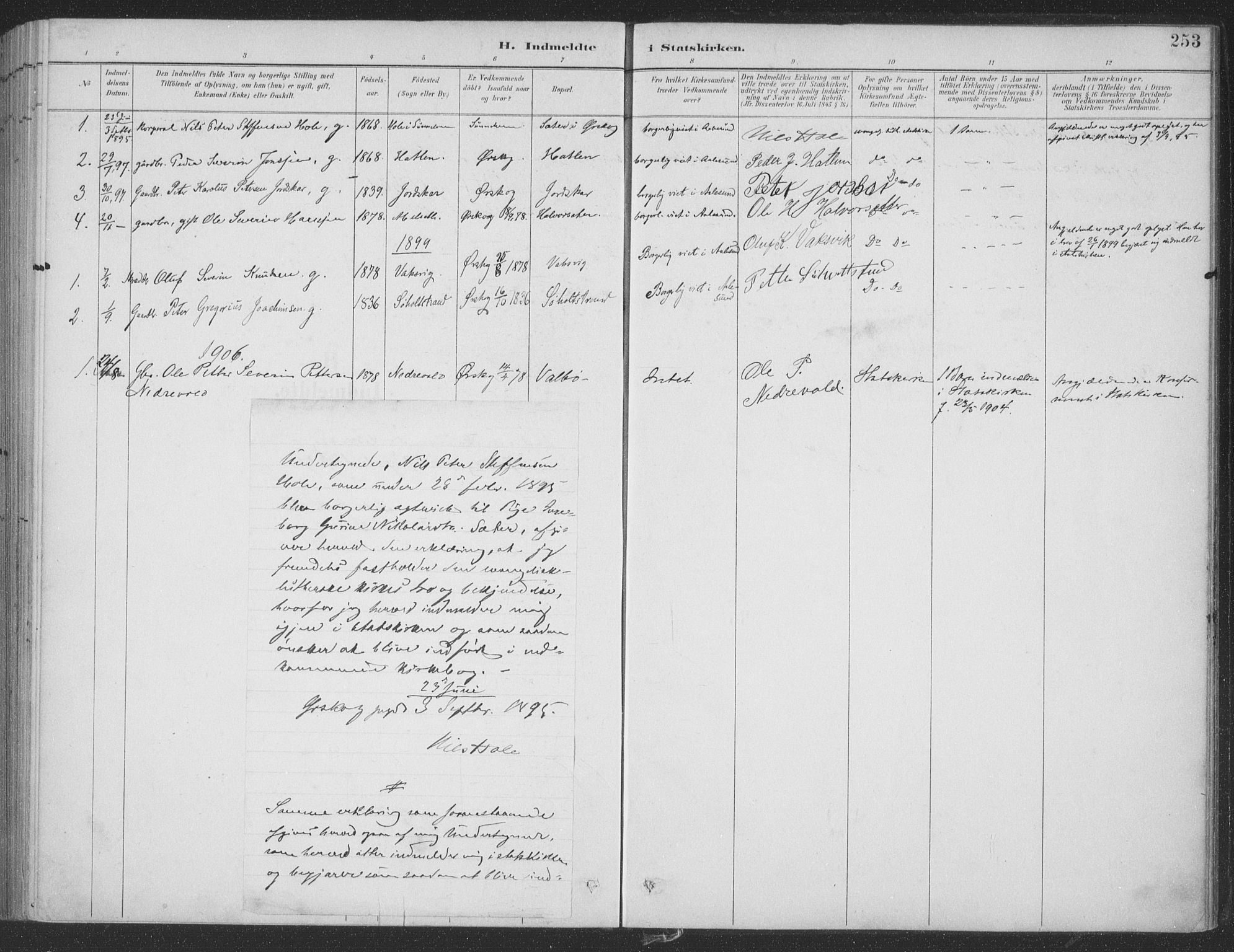 Ministerialprotokoller, klokkerbøker og fødselsregistre - Møre og Romsdal, SAT/A-1454/522/L0316: Parish register (official) no. 522A11, 1890-1911, p. 253