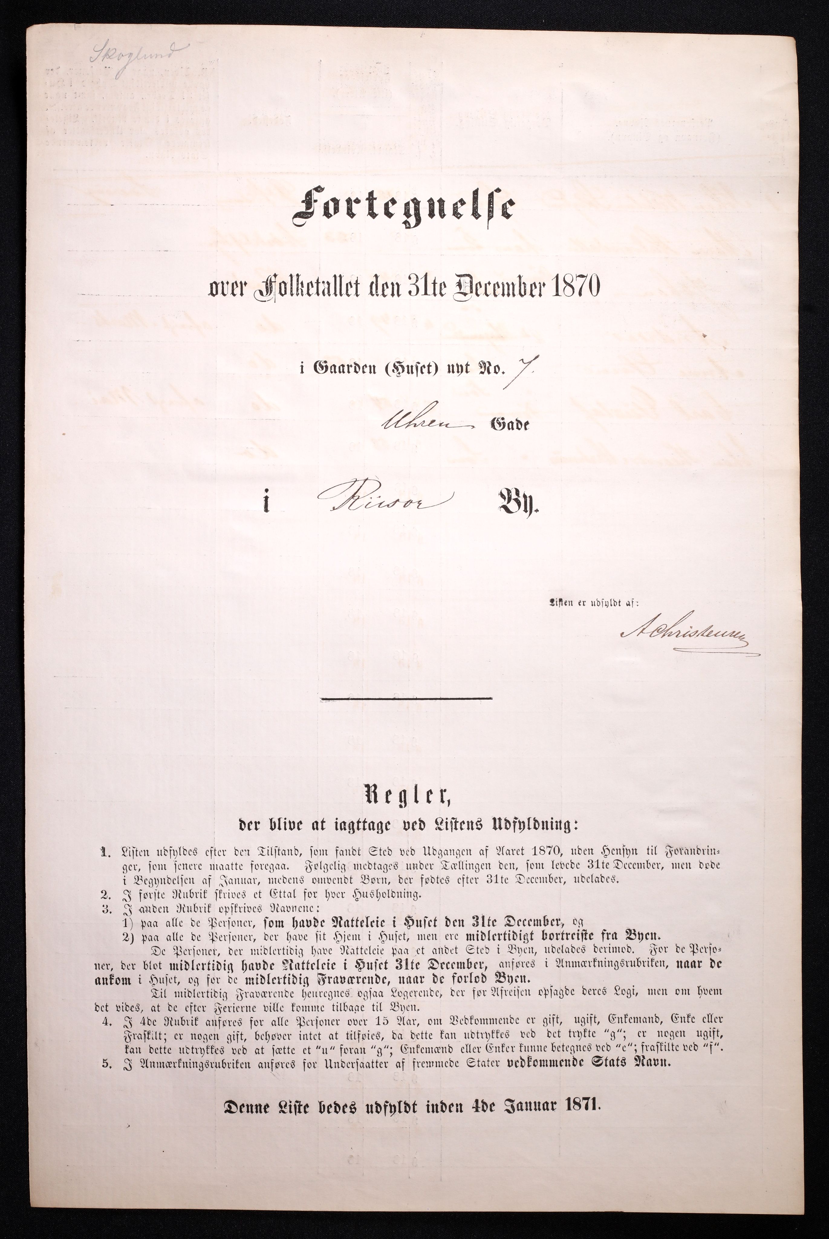 RA, 1870 census for 0901 Risør, 1870, p. 9