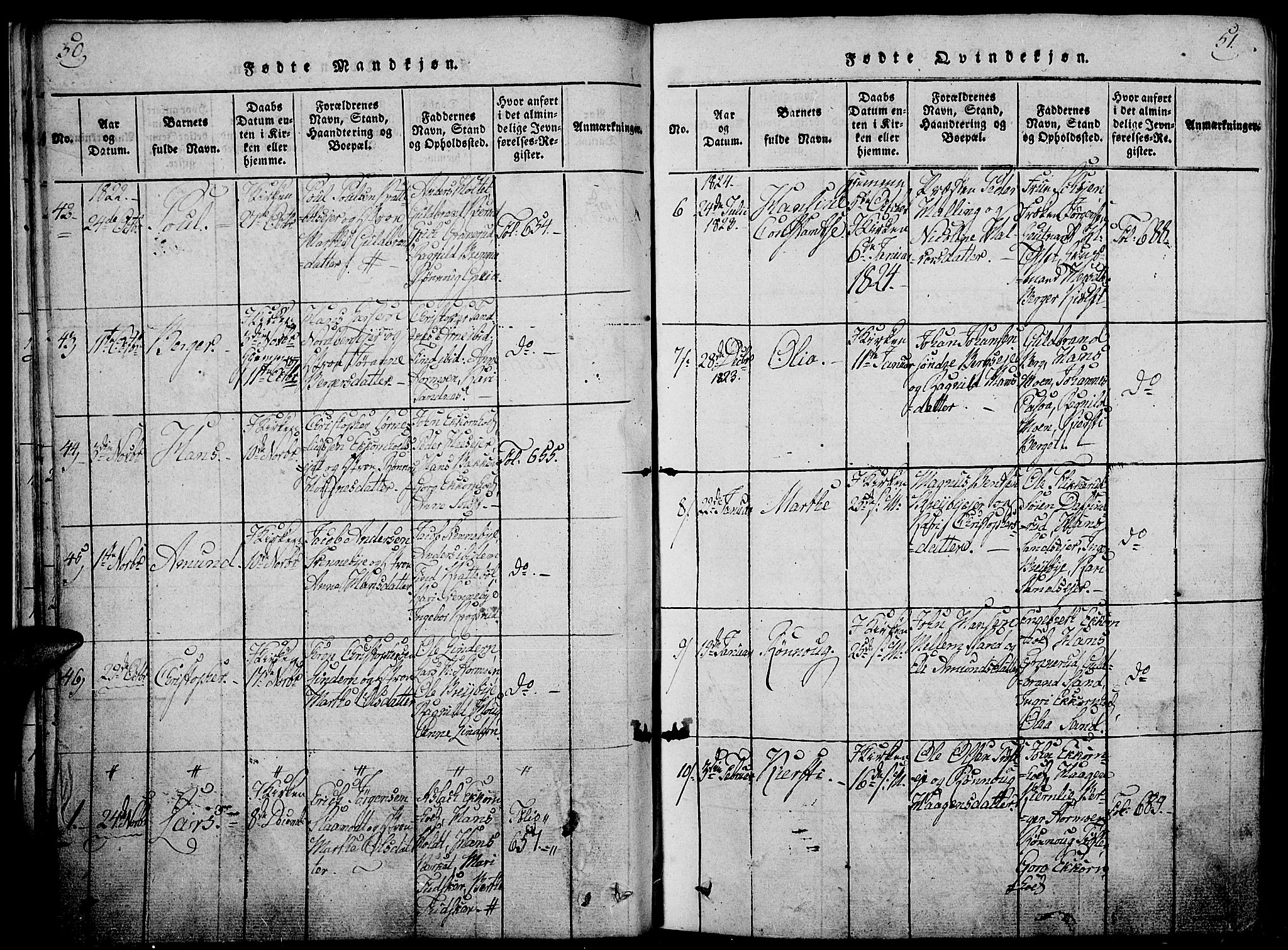 Nord-Odal prestekontor, AV/SAH-PREST-032/H/Ha/Haa/L0001: Parish register (official) no. 1, 1819-1838, p. 50-51