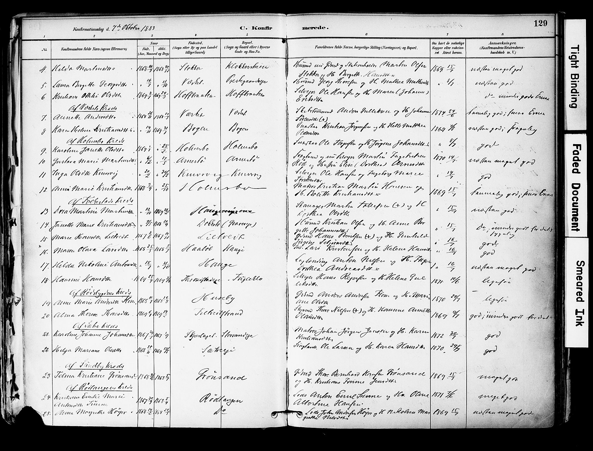 Hurum kirkebøker, AV/SAKO-A-229/F/Fa/L0014: Parish register (official) no. 14, 1882-1895, p. 129