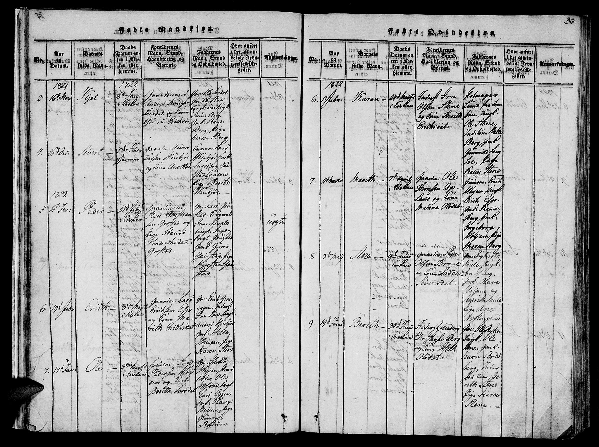 Ministerialprotokoller, klokkerbøker og fødselsregistre - Sør-Trøndelag, SAT/A-1456/612/L0372: Parish register (official) no. 612A06 /1, 1816-1828, p. 30