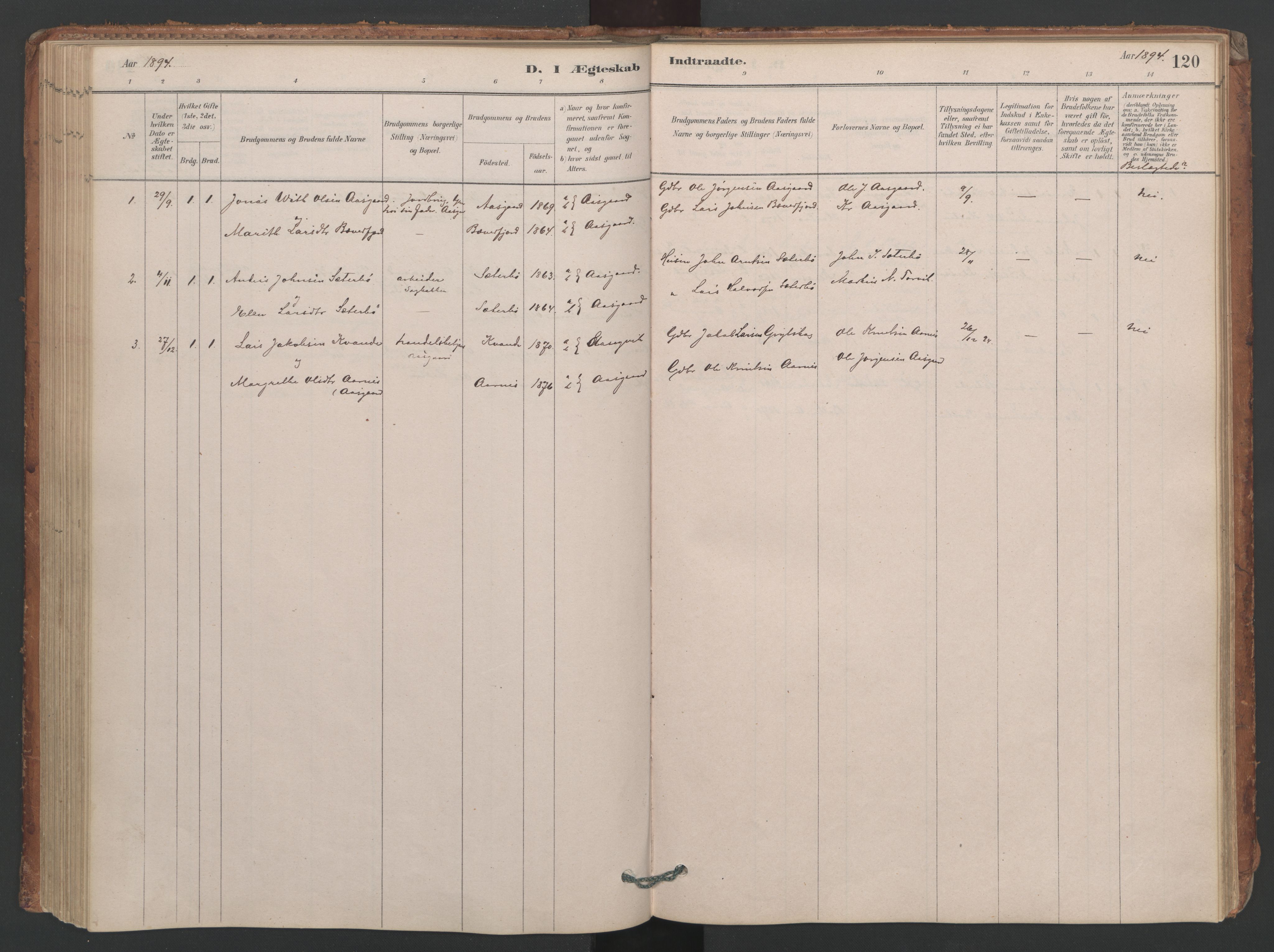 Ministerialprotokoller, klokkerbøker og fødselsregistre - Møre og Romsdal, AV/SAT-A-1454/594/L1036: Parish register (official) no. 594A02 (?), 1879-1910, p. 120