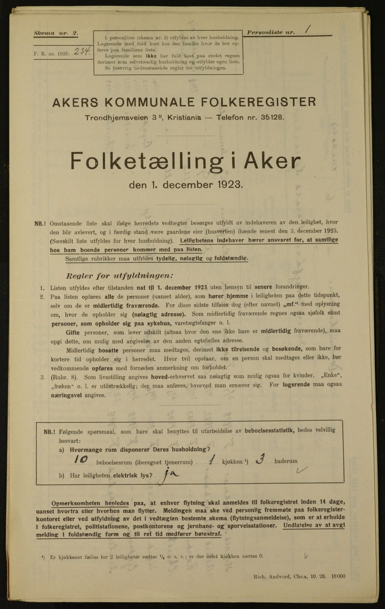 , Municipal Census 1923 for Aker, 1923, p. 1526