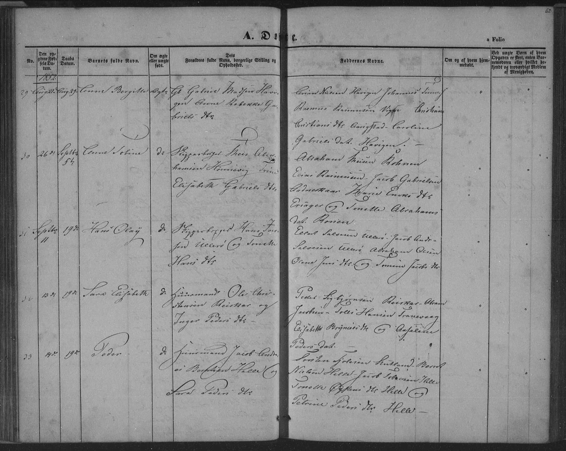 Herad sokneprestkontor, AV/SAK-1111-0018/F/Fa/Fab/L0003: Parish register (official) no. A 3, 1844-1853, p. 62