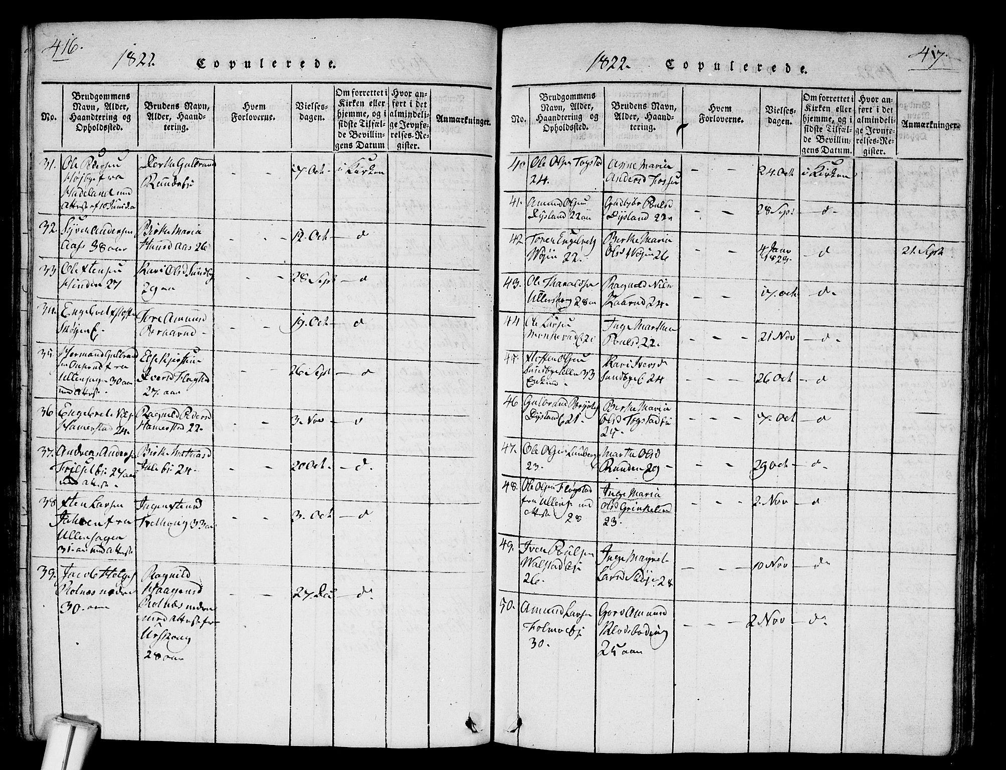 Nes prestekontor Kirkebøker, AV/SAO-A-10410/G/Ga/L0001: Parish register (copy) no. I 1, 1815-1835, p. 416-417