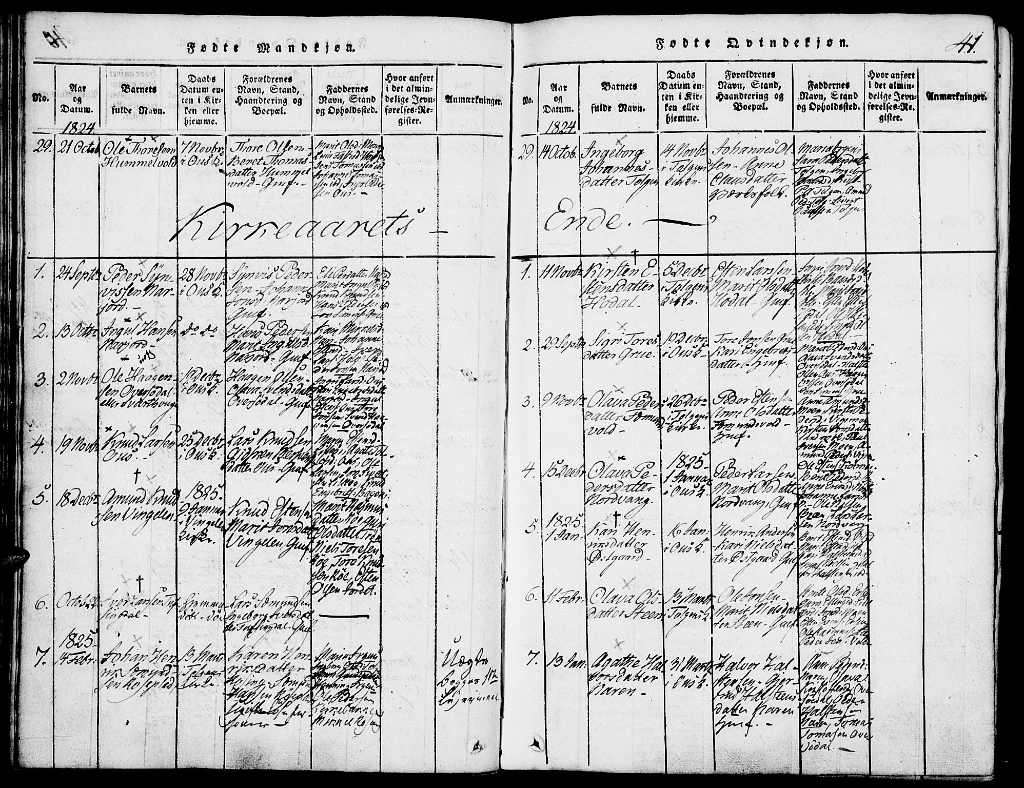 Tolga prestekontor, SAH/PREST-062/K/L0004: Parish register (official) no. 4, 1815-1836, p. 41