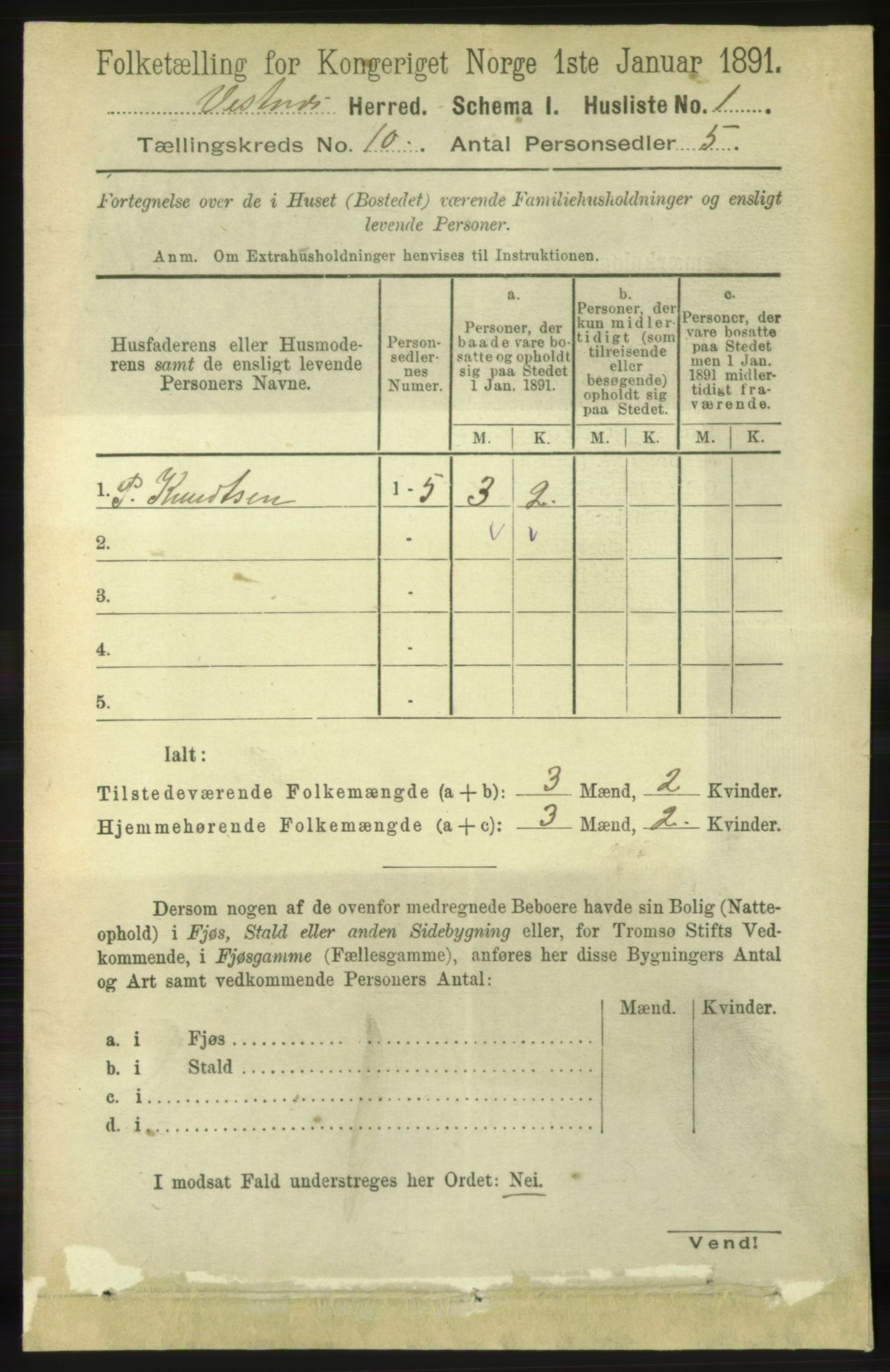 RA, 1891 census for 1535 Vestnes, 1891, p. 3646