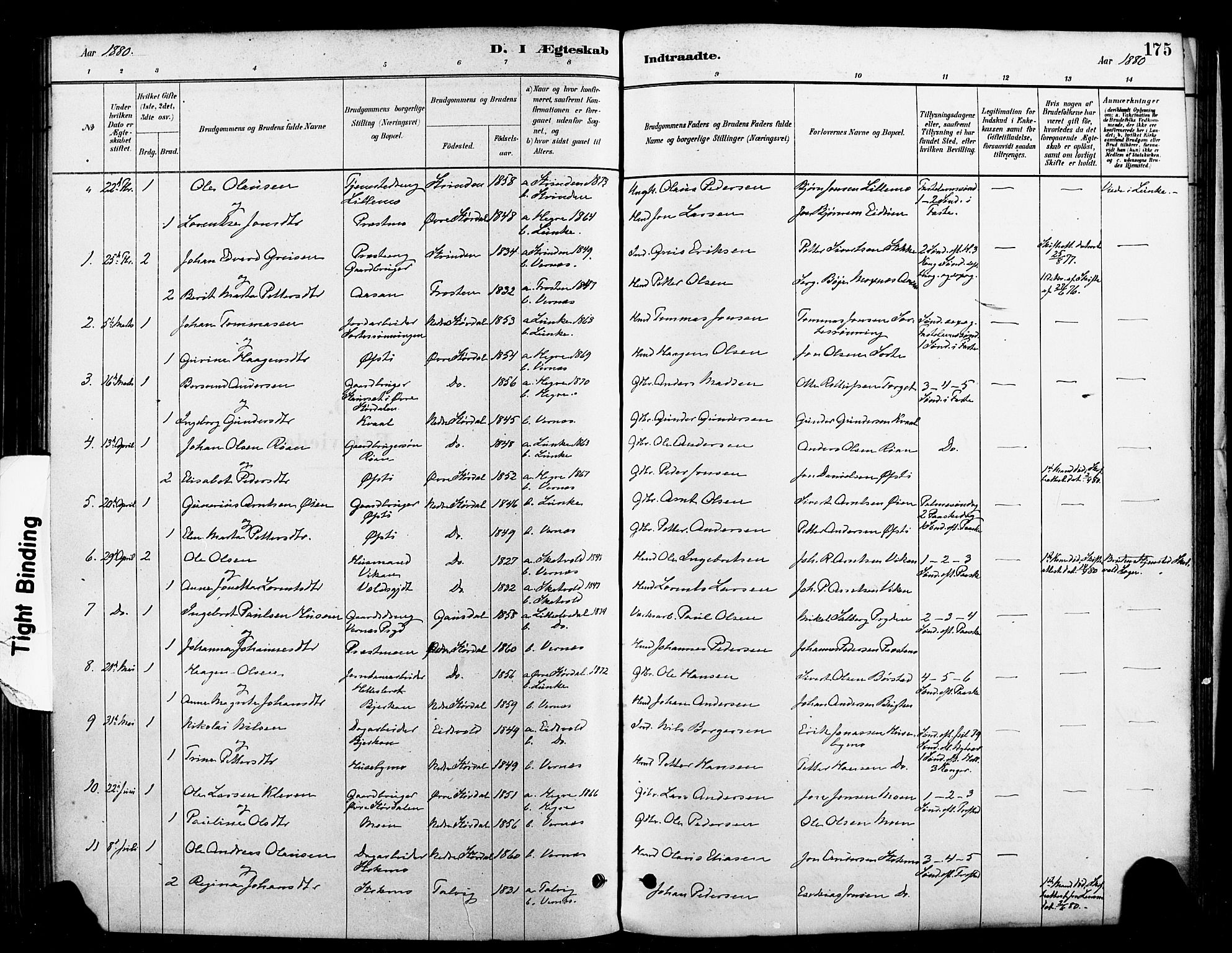 Ministerialprotokoller, klokkerbøker og fødselsregistre - Nord-Trøndelag, SAT/A-1458/709/L0077: Parish register (official) no. 709A17, 1880-1895, p. 175