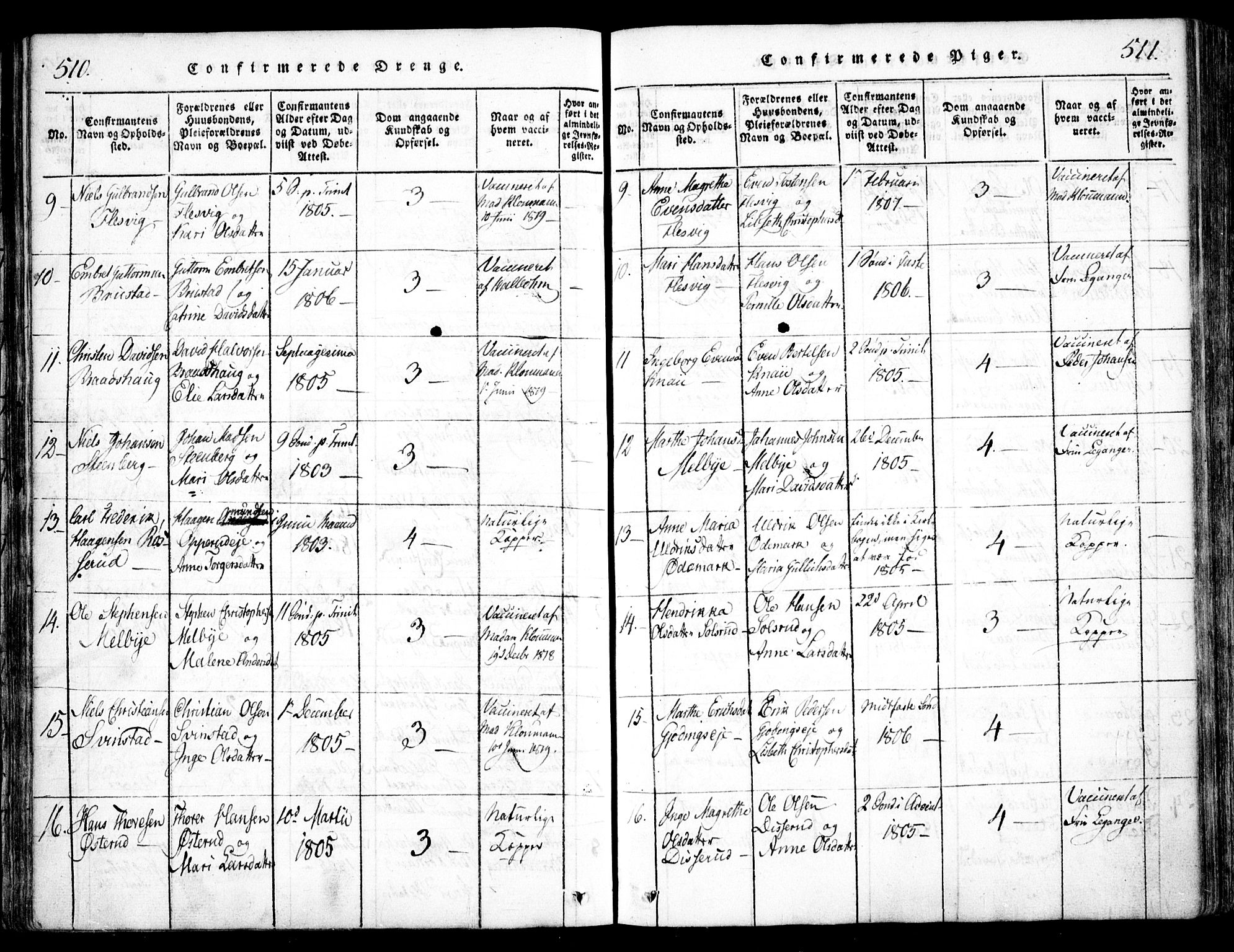 Hurdal prestekontor Kirkebøker, SAO/A-10889/F/Fa/L0003: Parish register (official) no. I 3, 1815-1828, p. 510-511