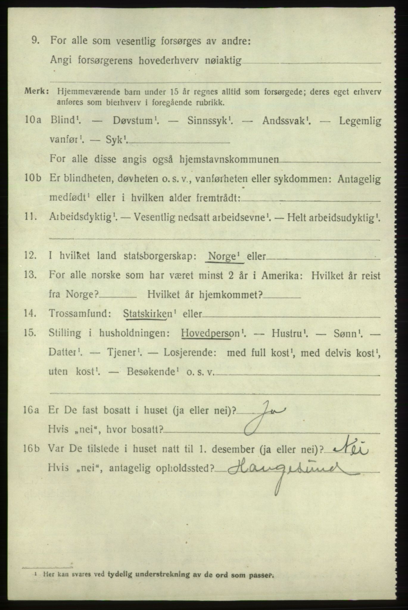 SAB, 1920 census for Fjelberg, 1920, p. 944