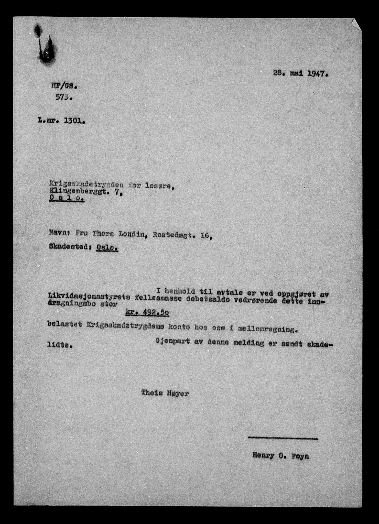 Justisdepartementet, Tilbakeføringskontoret for inndratte formuer, AV/RA-S-1564/H/Hc/Hcc/L0960: --, 1945-1947, p. 208