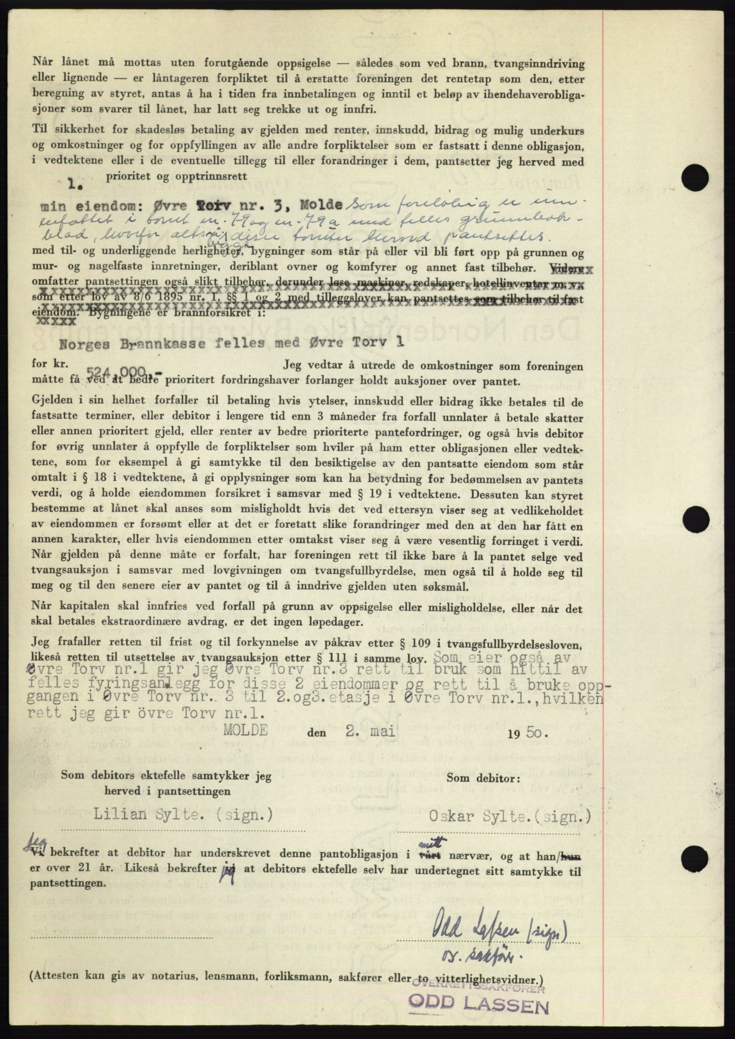 Romsdal sorenskriveri, AV/SAT-A-4149/1/2/2C: Mortgage book no. B5, 1949-1950, Diary no: : 1352/1950