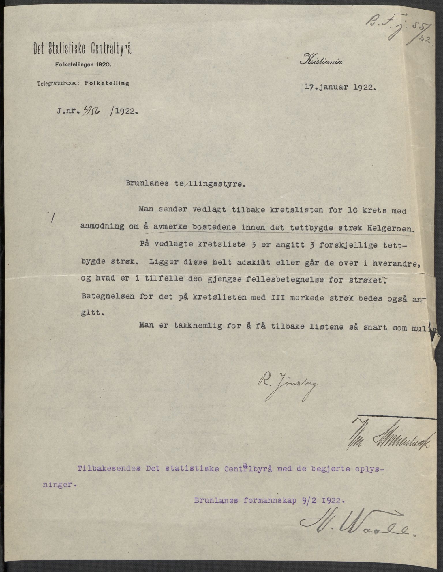 SAKO, 1920 census for Brunlanes, 1920, p. 4