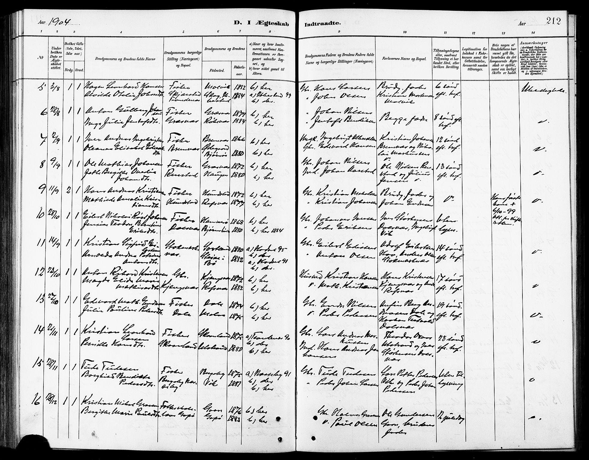 Kvæfjord sokneprestkontor, AV/SATØ-S-1323/G/Ga/Gab/L0005klokker: Parish register (copy) no. 5, 1886-1911, p. 212