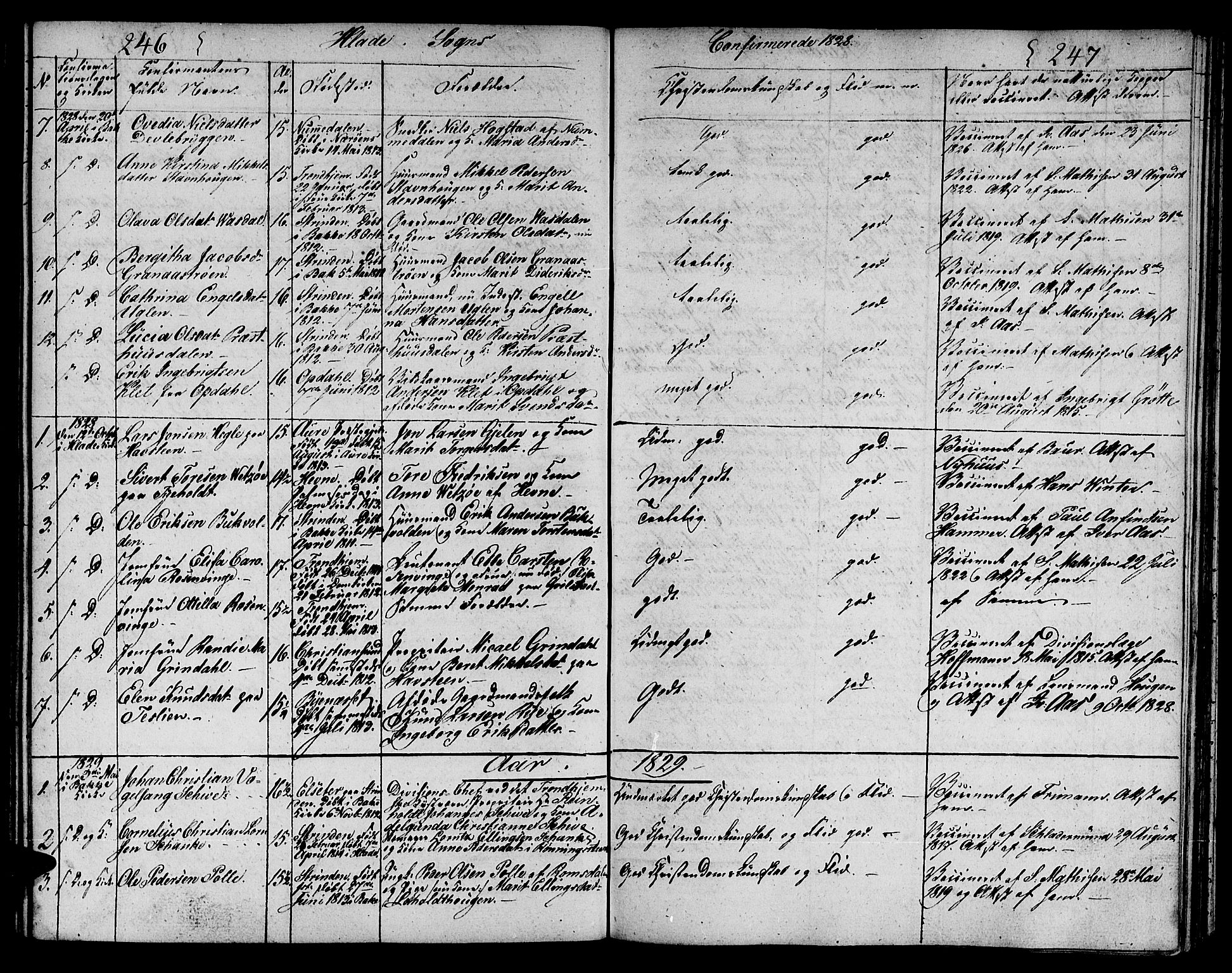 Ministerialprotokoller, klokkerbøker og fødselsregistre - Sør-Trøndelag, SAT/A-1456/606/L0306: Parish register (copy) no. 606C02, 1797-1829, p. 246-247