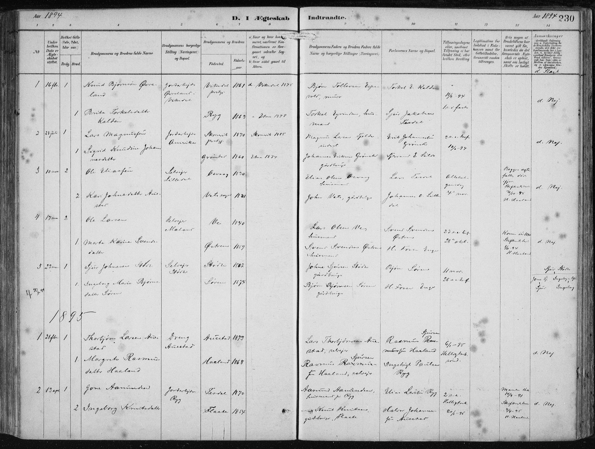 Etne sokneprestembete, SAB/A-75001/H/Haa: Parish register (official) no. B  1, 1879-1919, p. 230