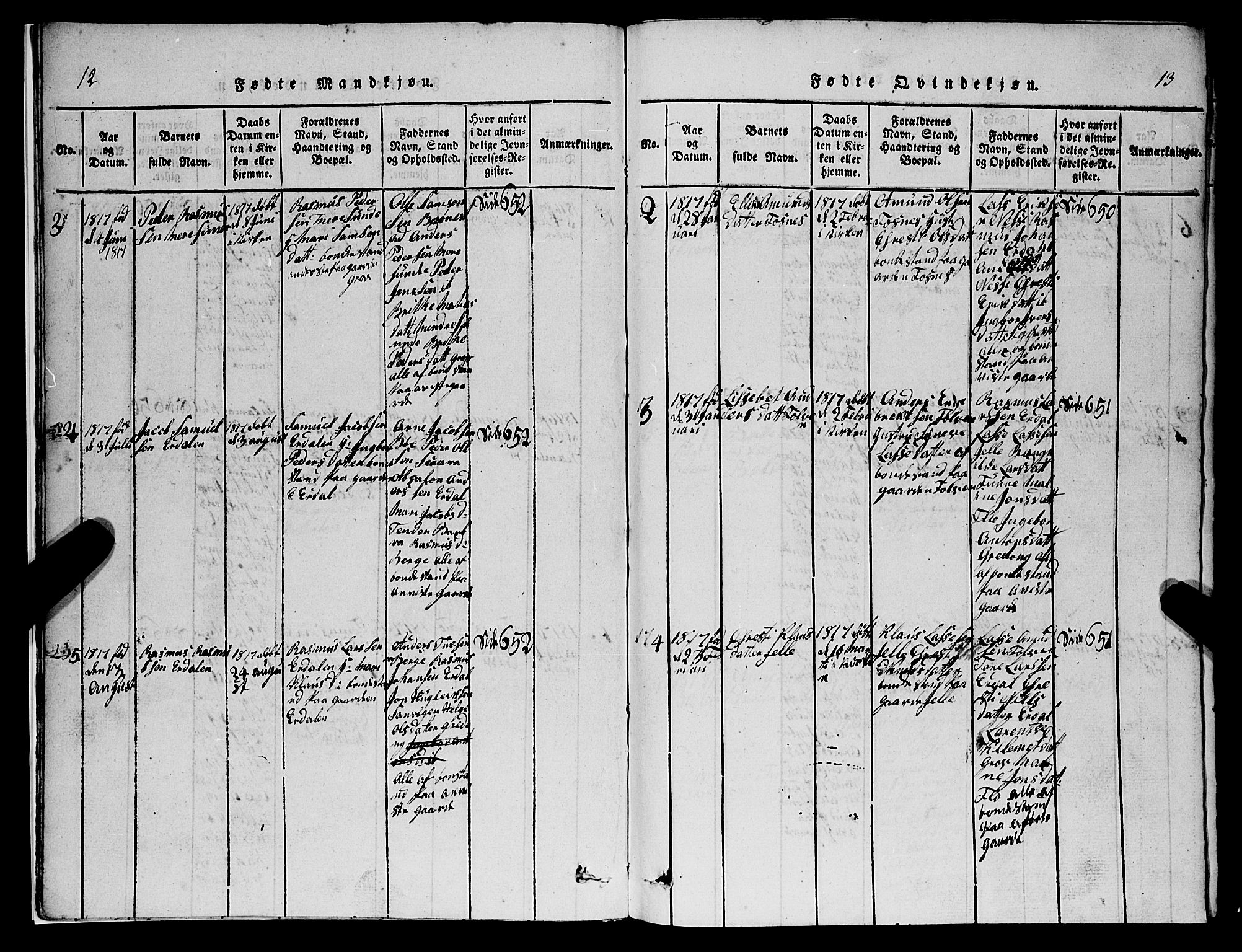 Stryn Sokneprestembete, AV/SAB-A-82501: Parish register (copy) no. C 1, 1801-1845, p. 12-13