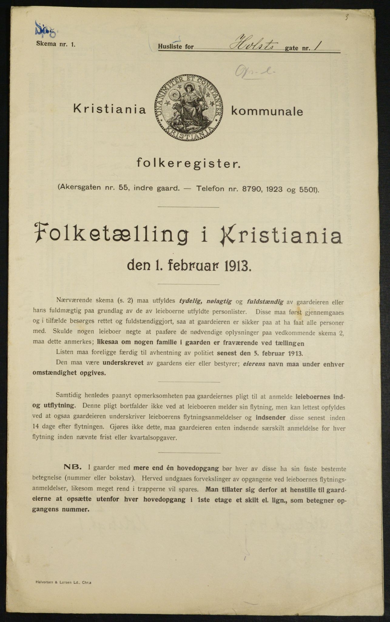 OBA, Municipal Census 1913 for Kristiania, 1913, p. 40697