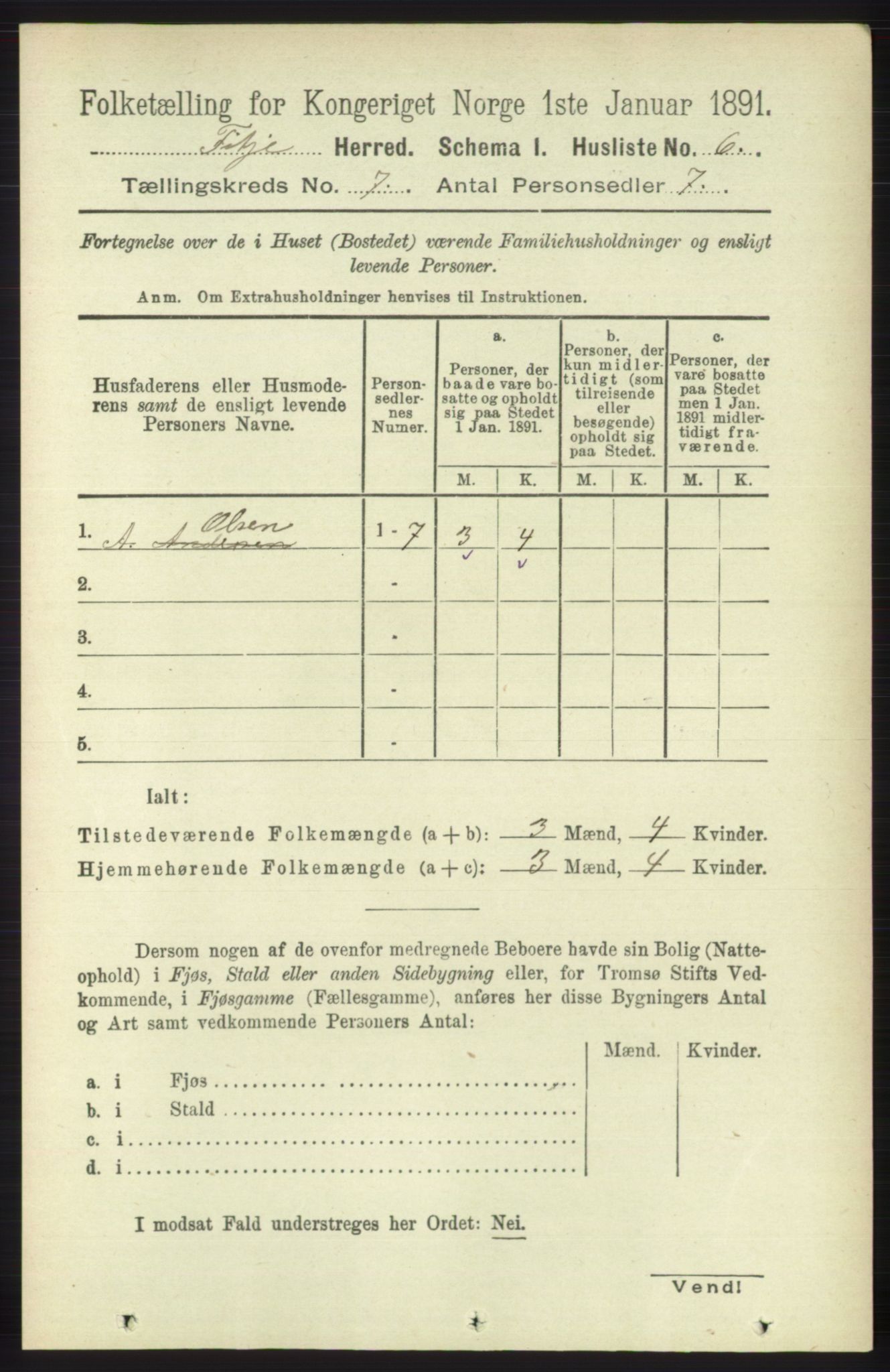 RA, 1891 census for 1222 Fitjar, 1891, p. 2751