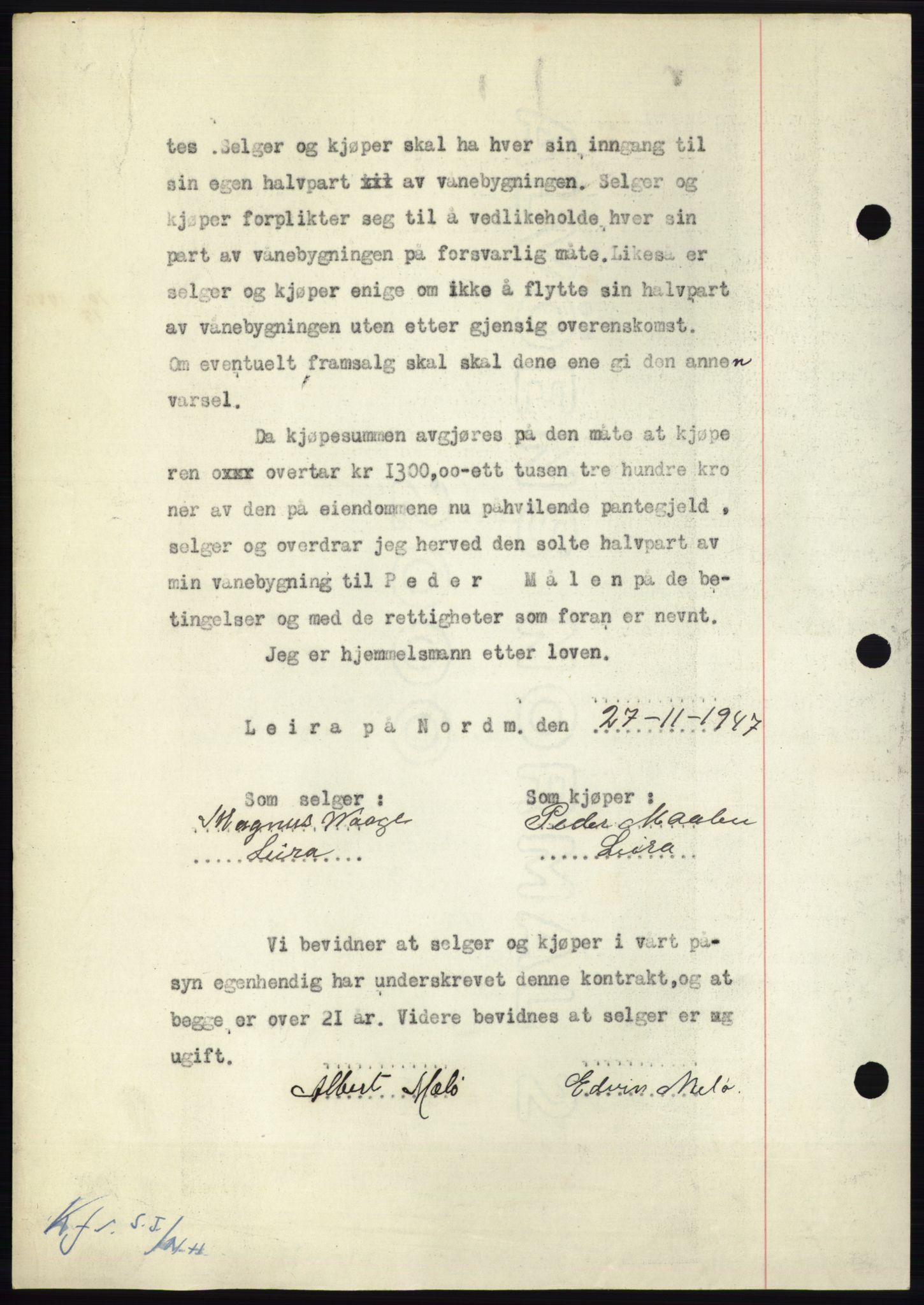 Nordmøre sorenskriveri, AV/SAT-A-4132/1/2/2Ca: Mortgage book no. B97, 1947-1948, Diary no: : 2848/1947