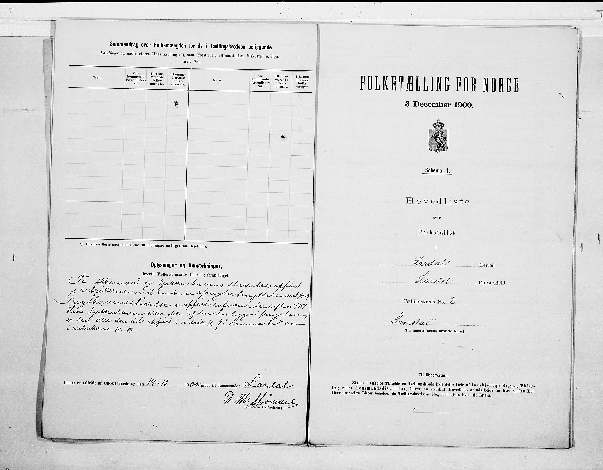 RA, 1900 census for Lardal, 1900, p. 8