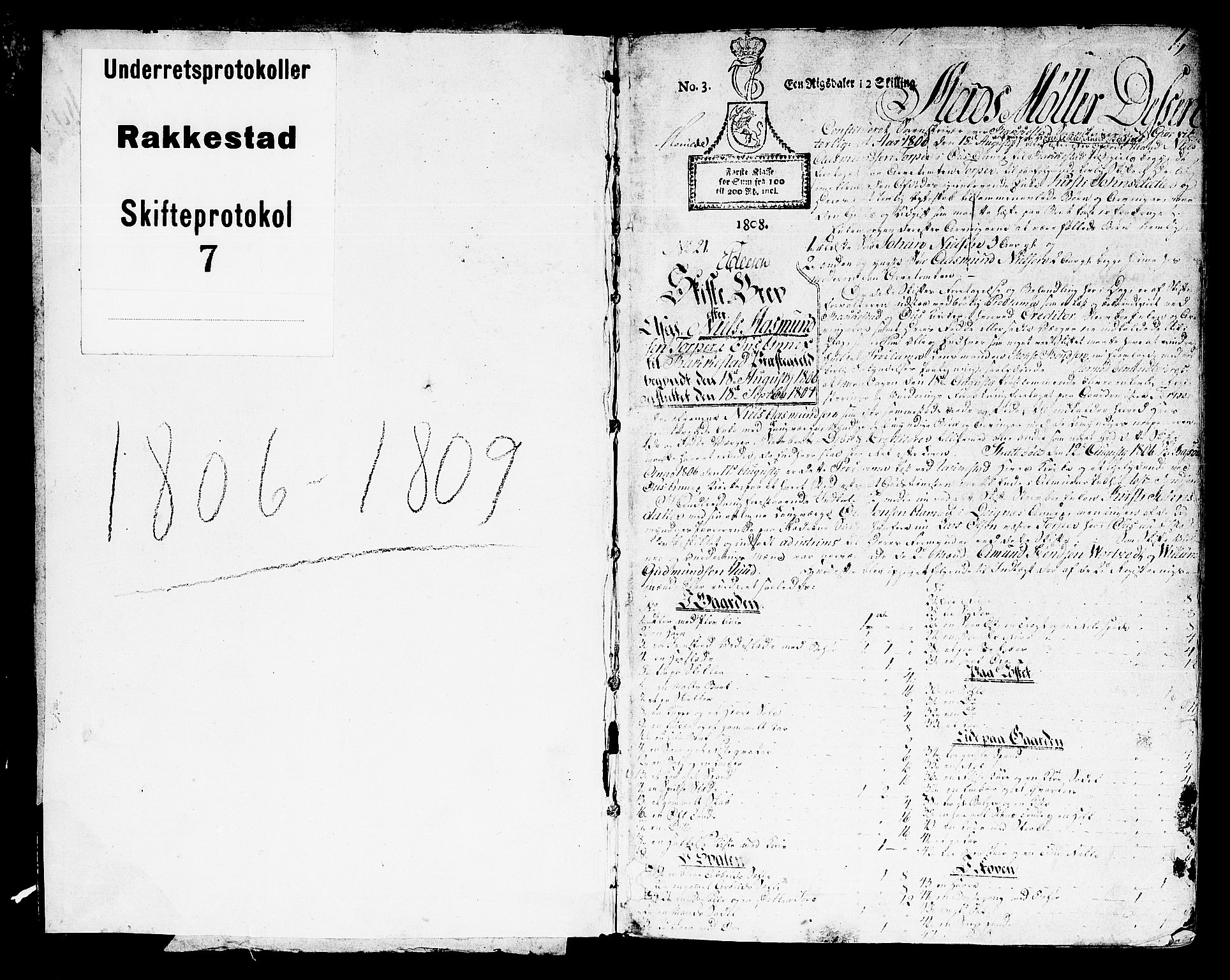 Rakkestad sorenskriveri, AV/SAO-A-10686/H/Hb/L0007: Skifteprotokoller, 1807-1810, p. 0b-1a