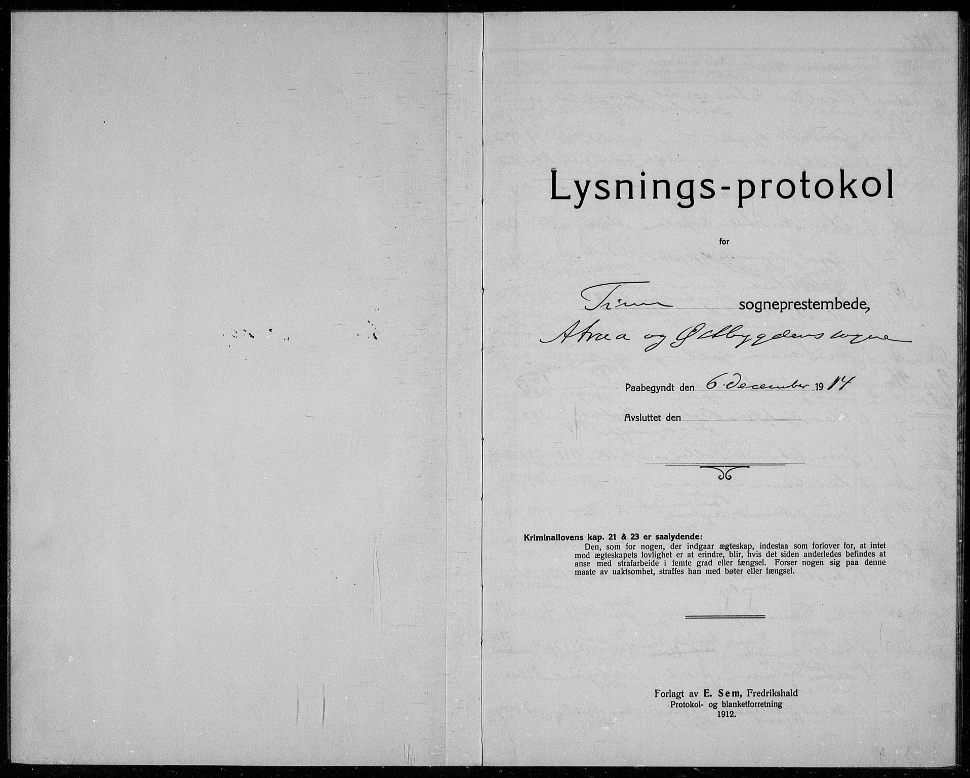 Tinn kirkebøker, SAKO/A-308/H/Ha/L0001: Banns register no. 1, 1914-1920