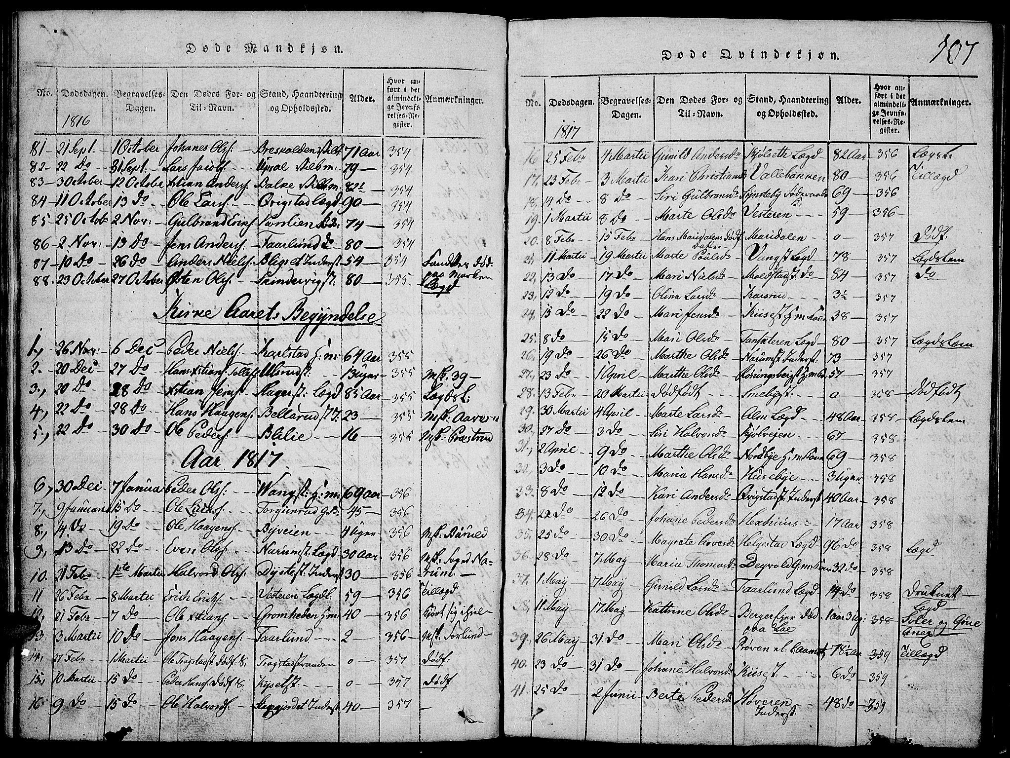 Toten prestekontor, AV/SAH-PREST-102/H/Ha/Haa/L0009: Parish register (official) no. 9, 1814-1820, p. 107