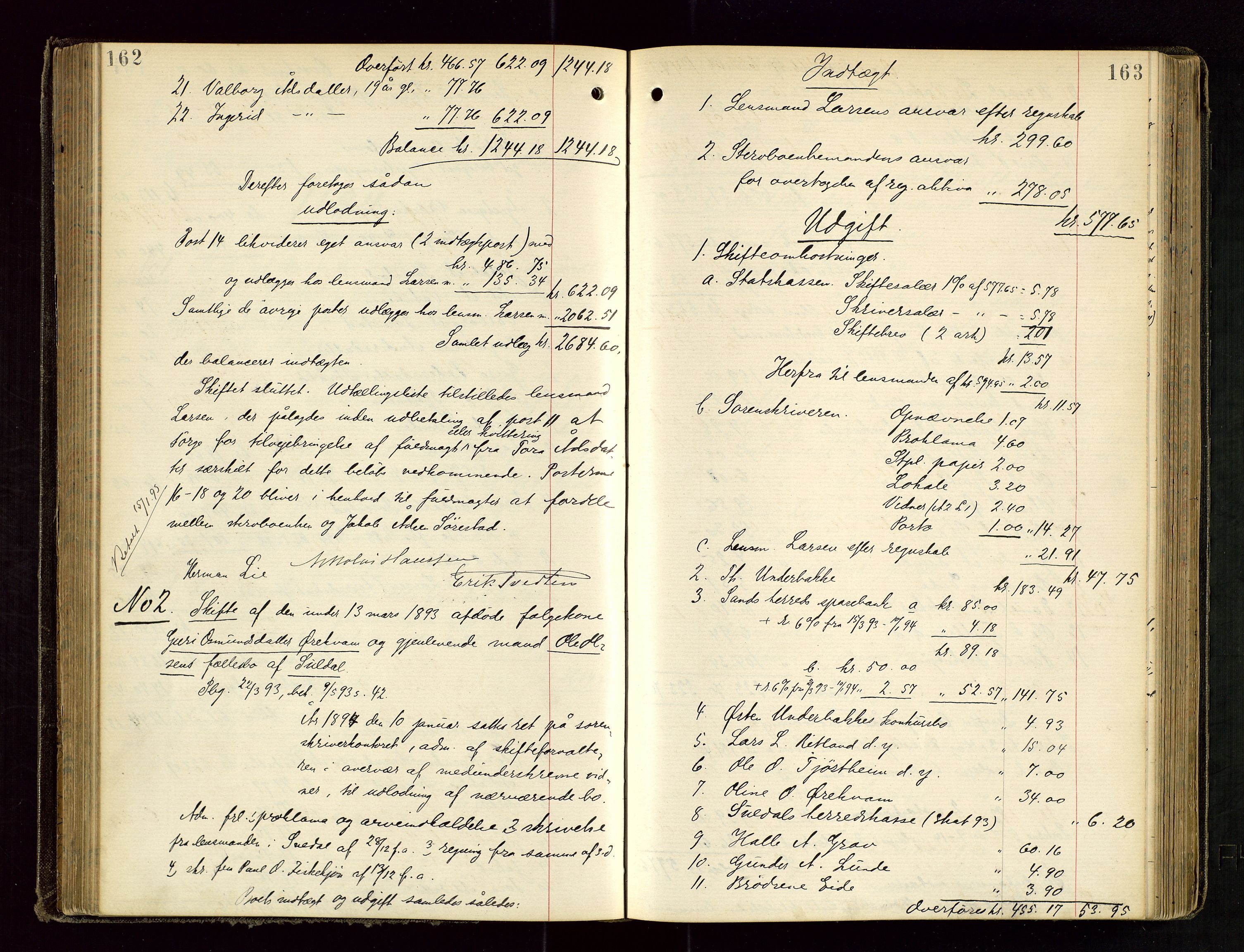 Ryfylke tingrett, AV/SAST-A-100055/001/IV/IVD/L0029: Skifteprotokoll, register i protokollen, 1893-1897, p. 162-163