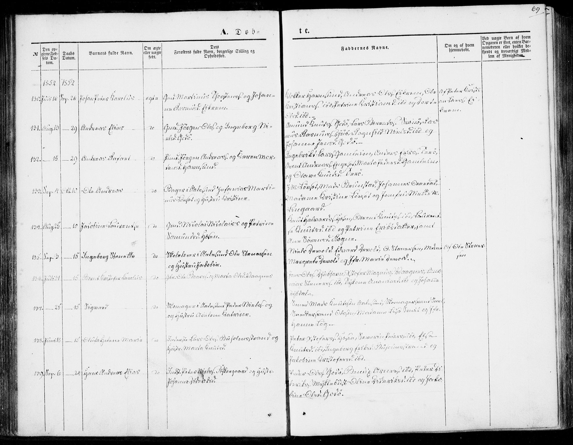 Ministerialprotokoller, klokkerbøker og fødselsregistre - Møre og Romsdal, AV/SAT-A-1454/528/L0397: Parish register (official) no. 528A08, 1848-1858, p. 69