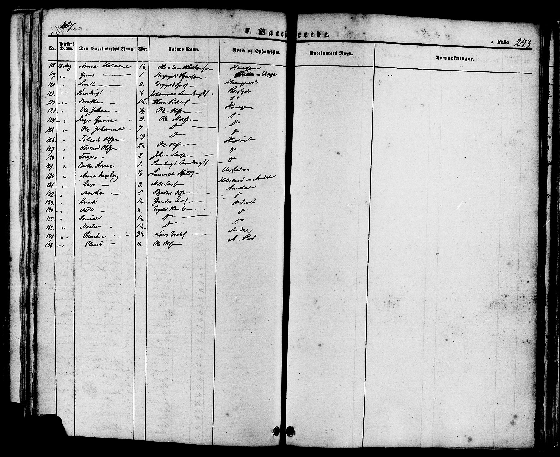 Sand sokneprestkontor, AV/SAST-A-101848/01/III/L0004: Parish register (official) no. A 4, 1859-1880, p. 243