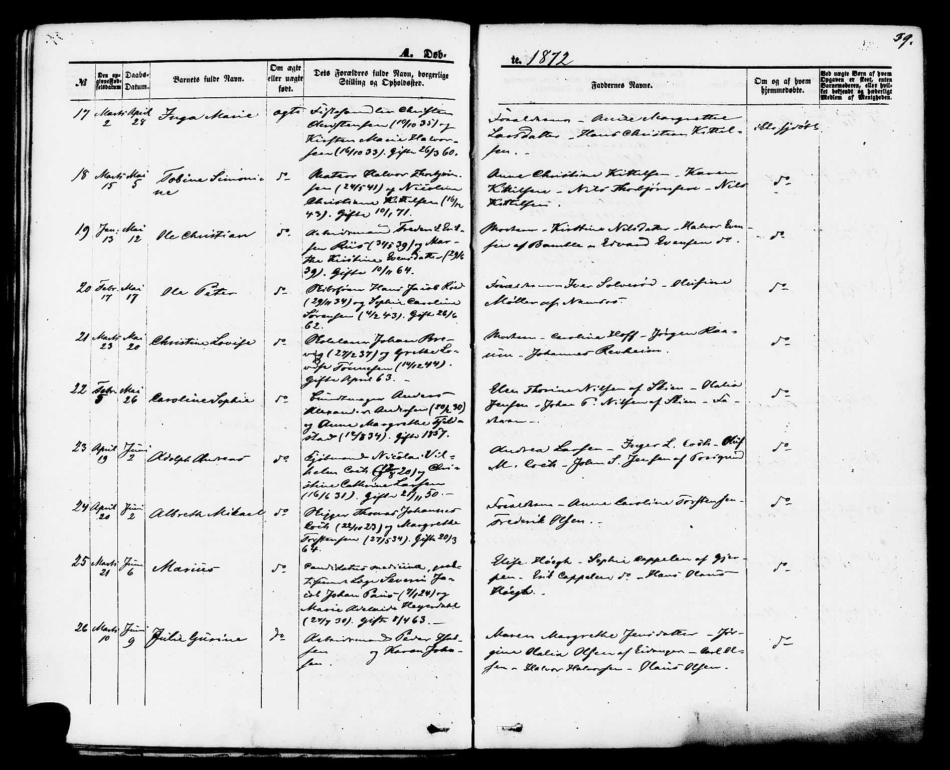 Brevik kirkebøker, AV/SAKO-A-255/F/Fa/L0006: Parish register (official) no. 6, 1866-1881, p. 39