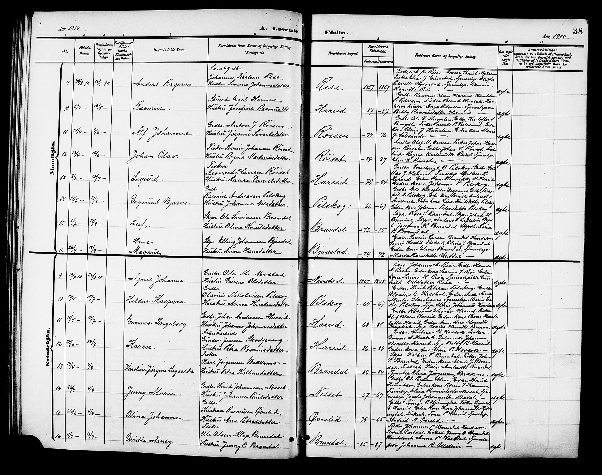 Ministerialprotokoller, klokkerbøker og fødselsregistre - Møre og Romsdal, AV/SAT-A-1454/510/L0126: Parish register (copy) no. 510C03, 1900-1922, p. 38