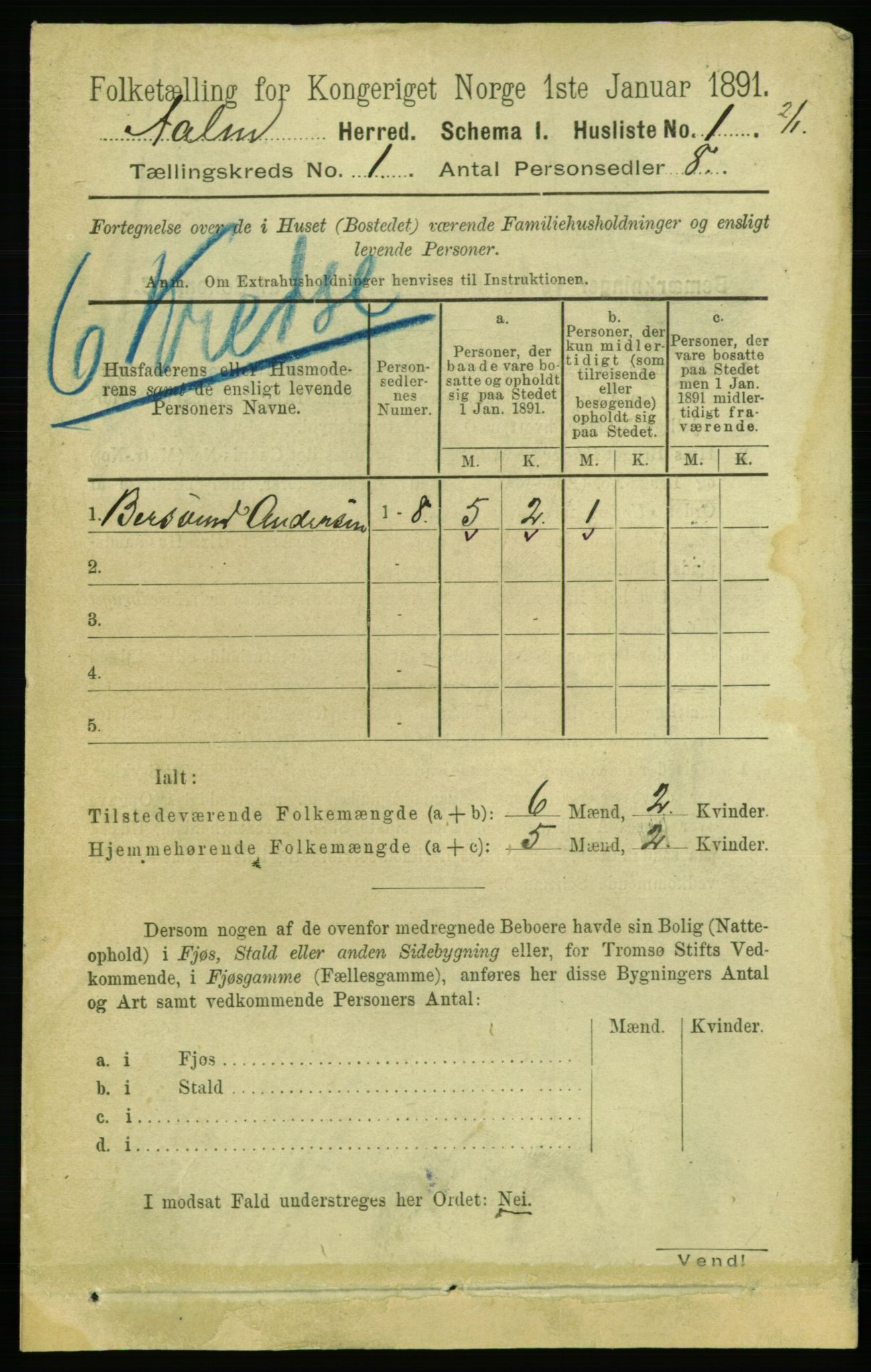 RA, 1891 census for 1644 Ålen, 1891, p. 20