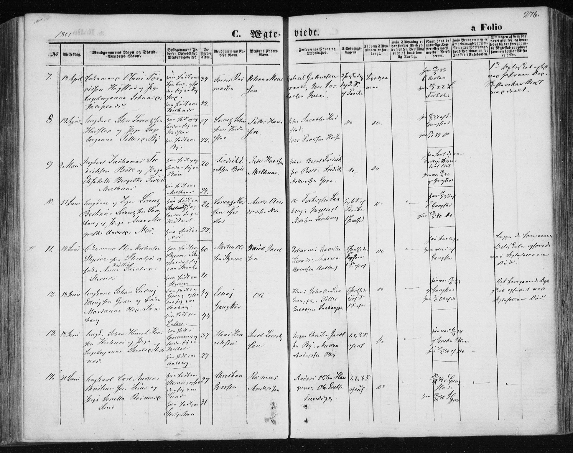 Ministerialprotokoller, klokkerbøker og fødselsregistre - Nord-Trøndelag, SAT/A-1458/730/L0283: Parish register (official) no. 730A08, 1855-1865, p. 276