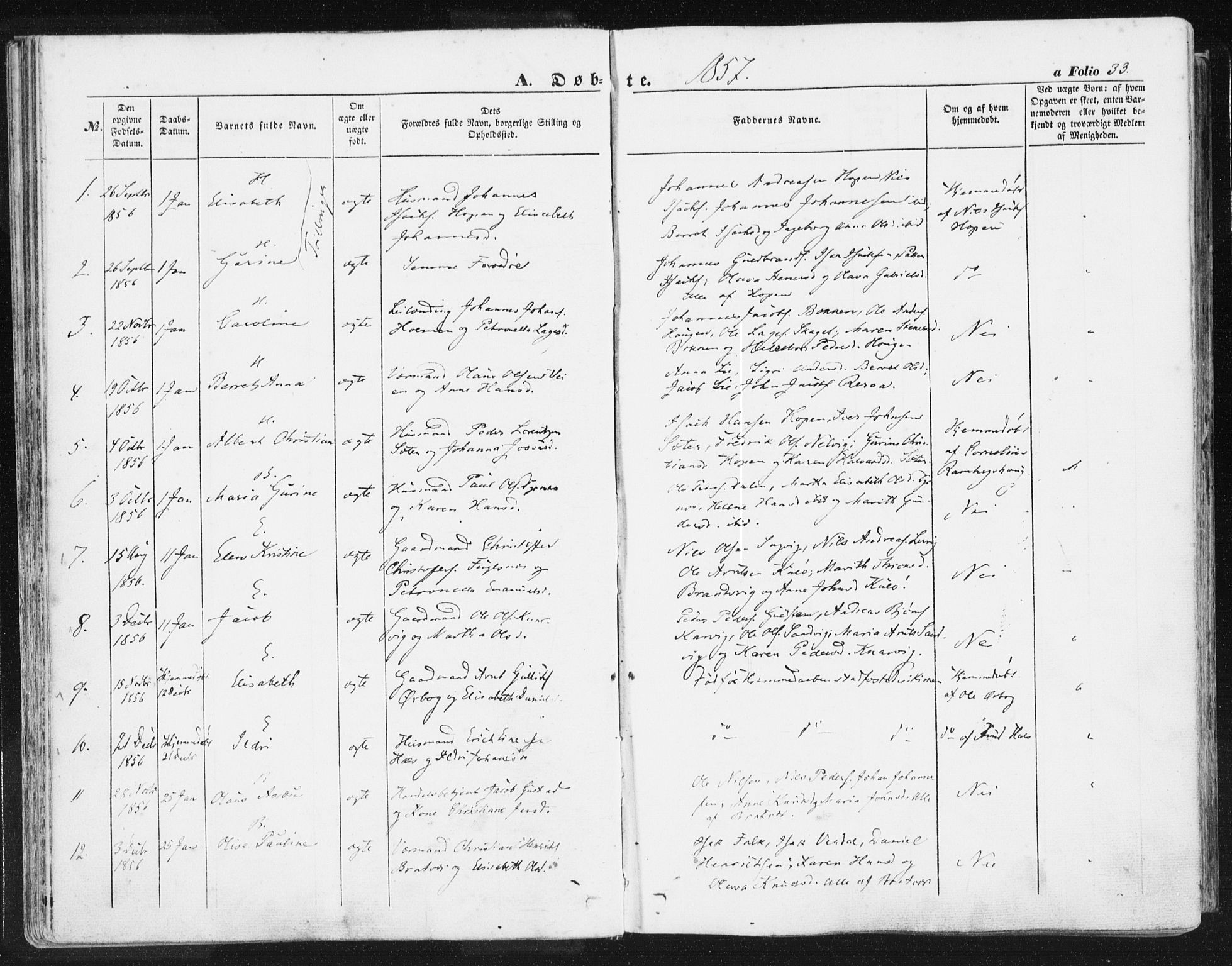 Ministerialprotokoller, klokkerbøker og fødselsregistre - Møre og Romsdal, SAT/A-1454/581/L0937: Parish register (official) no. 581A05, 1853-1872, p. 33