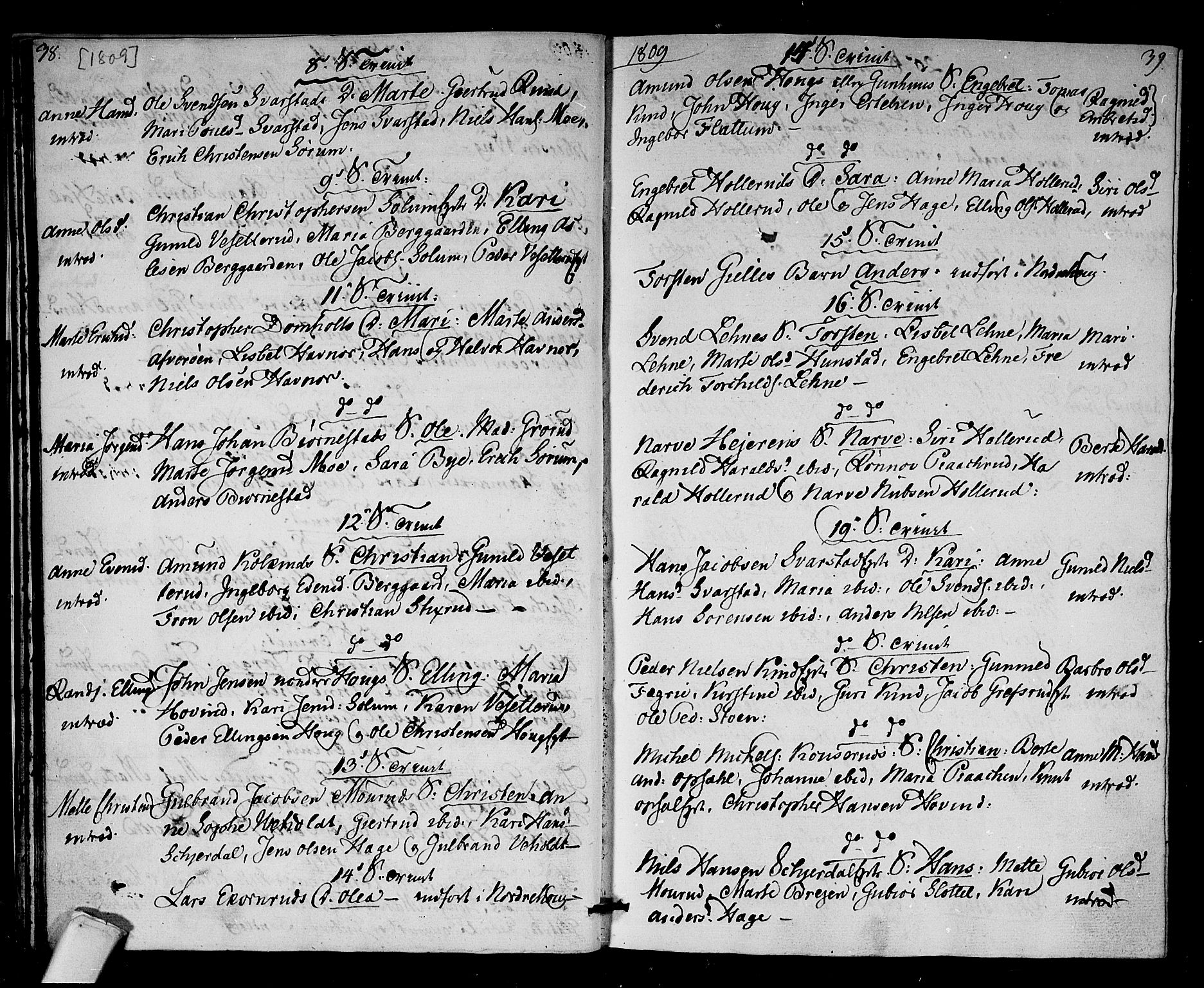 Hole kirkebøker, SAKO/A-228/F/Fa/L0003: Parish register (official) no. I 3, 1805-1814, p. 38-39
