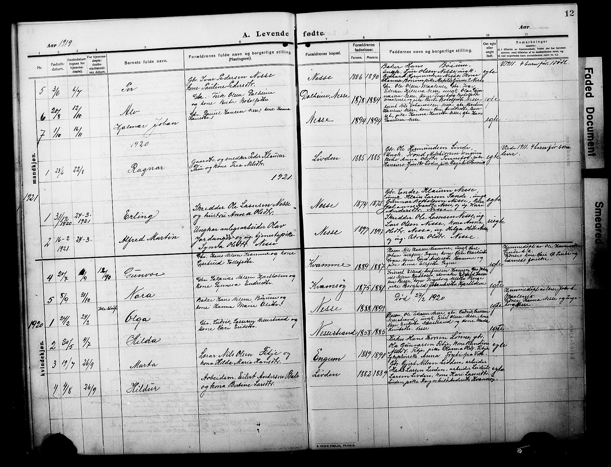 Balestrand sokneprestembete, AV/SAB-A-79601/H/Hab/Habc/L0004: Parish register (copy) no. C 4, 1909-1929, p. 12