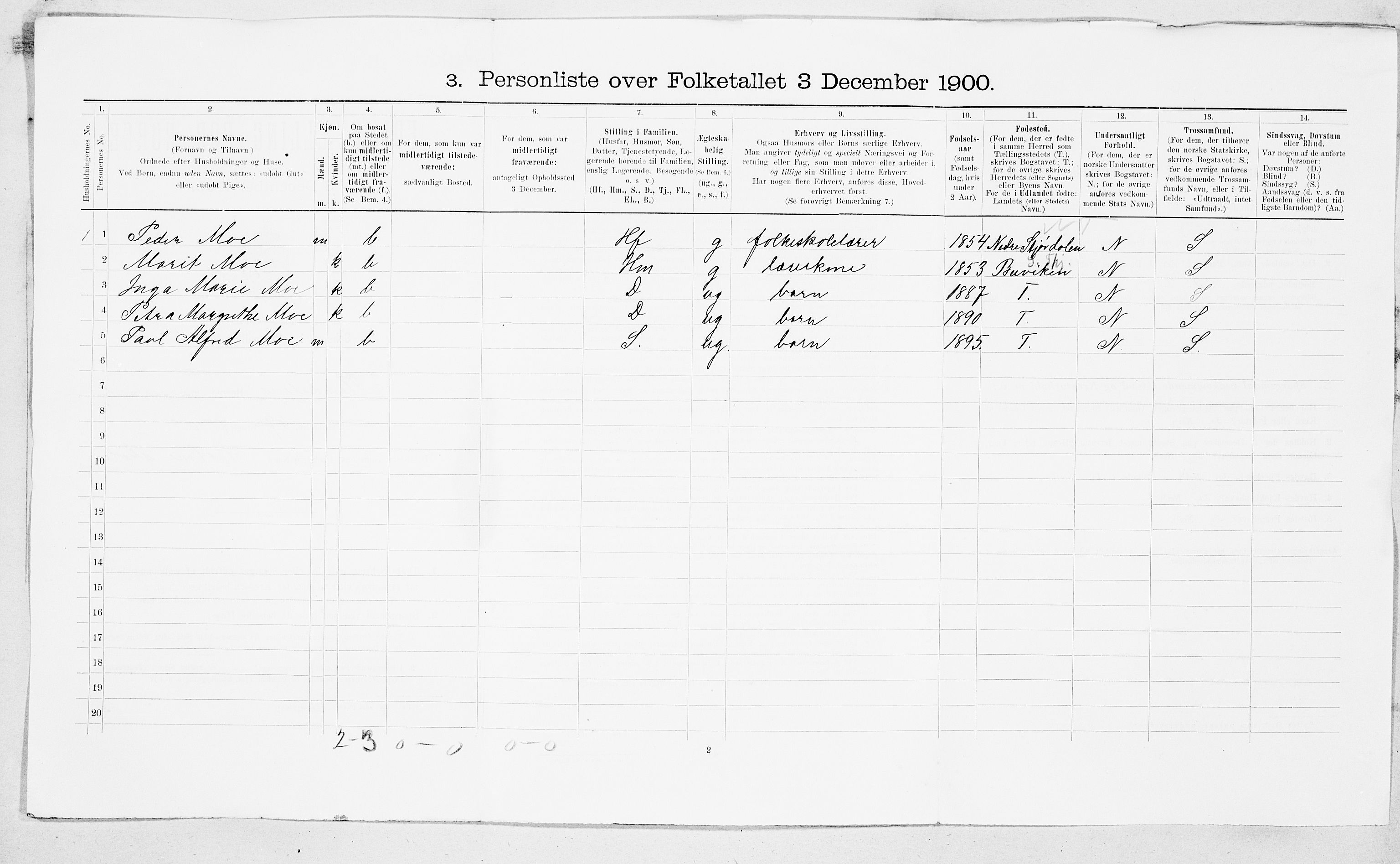 SAT, 1900 census for Rindal, 1900, p. 860