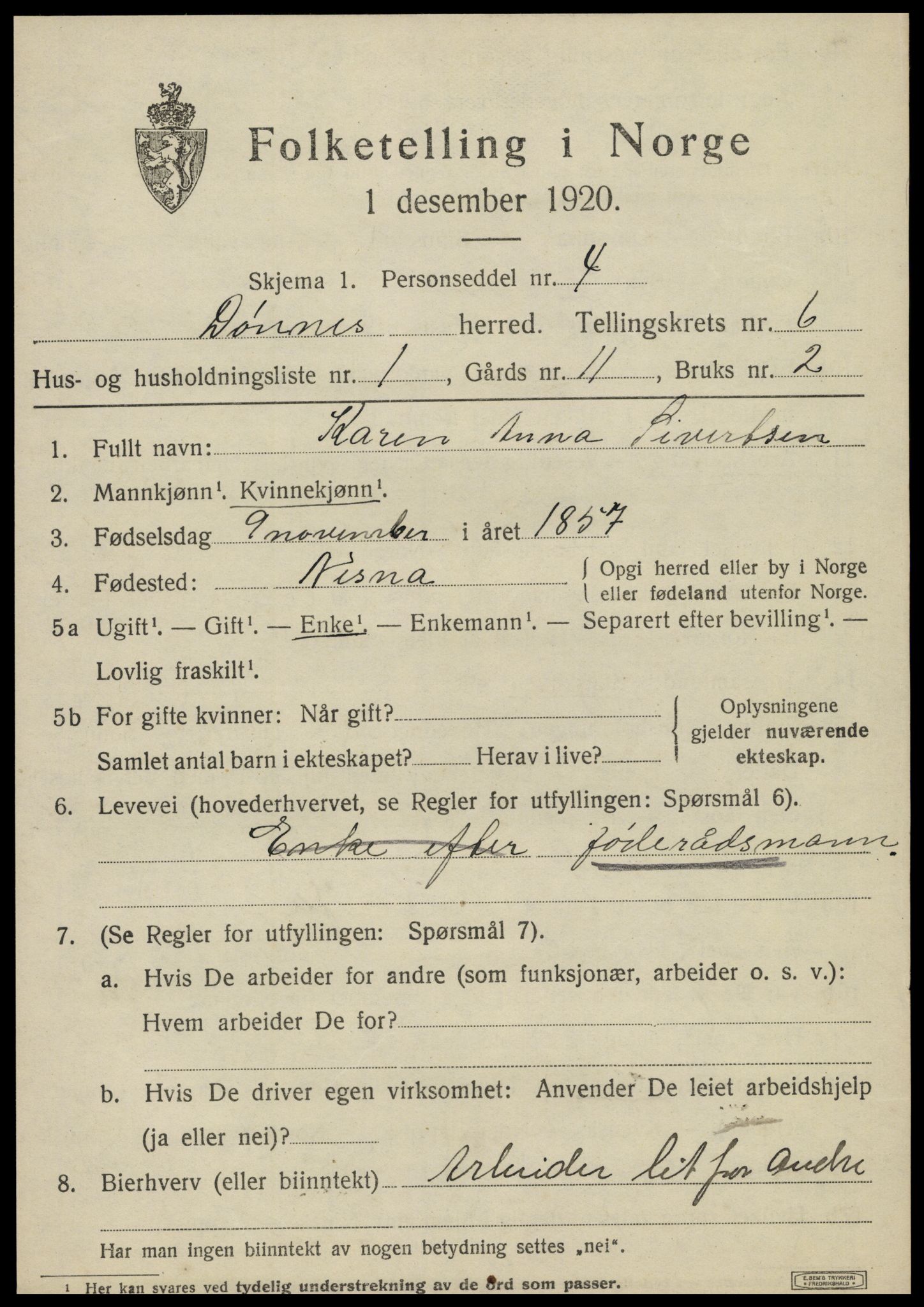 SAT, 1920 census for Dønnes, 1920, p. 3358