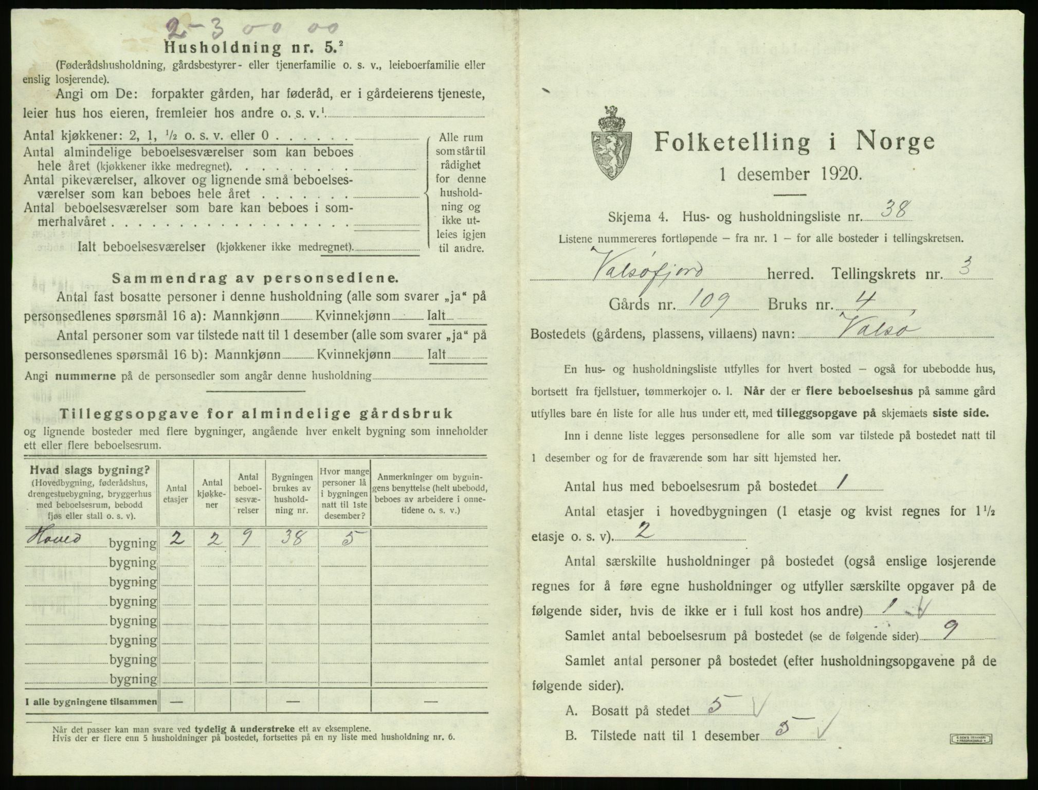 SAT, 1920 census for Valsøyfjord, 1920, p. 205