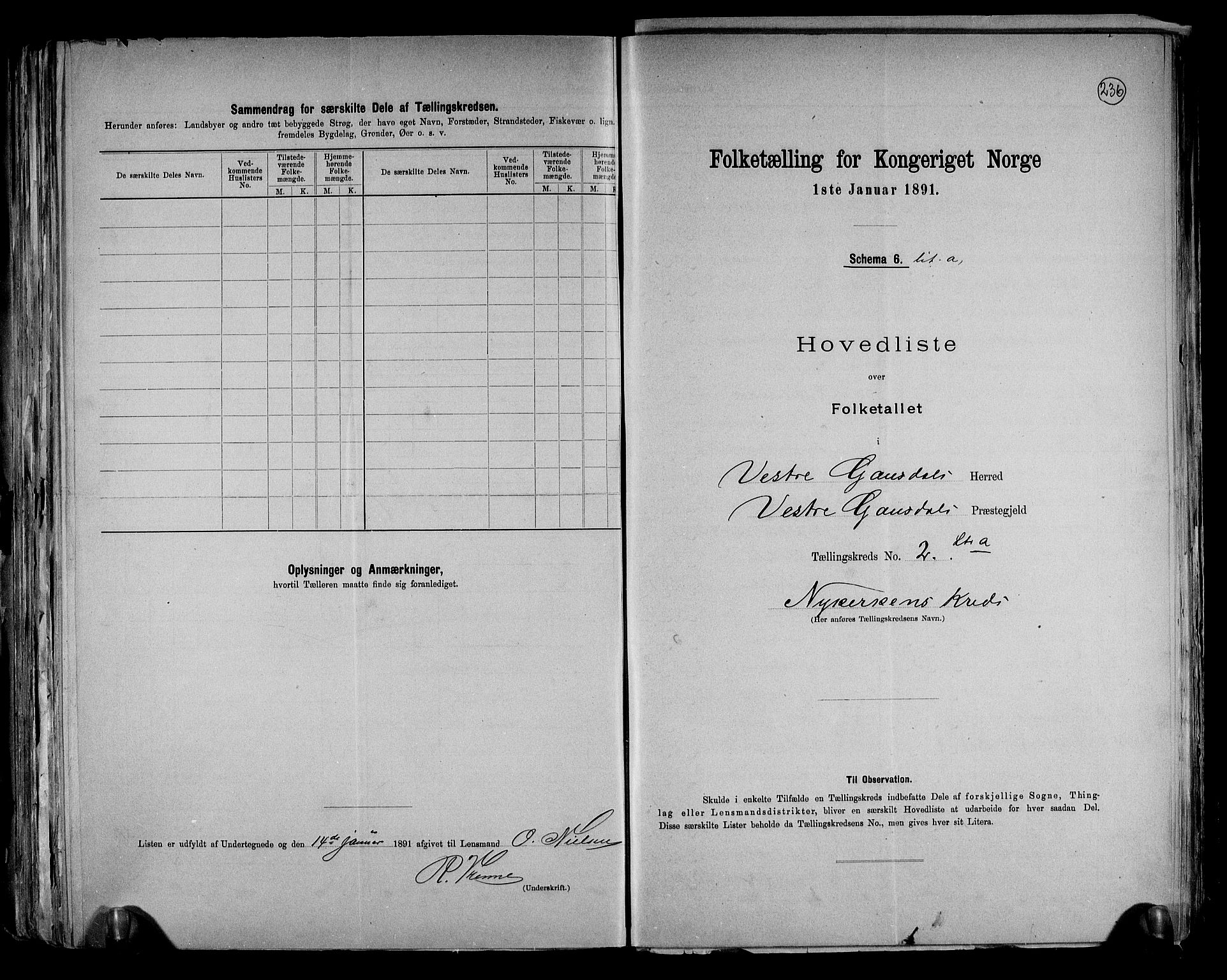 RA, 1891 census for 0523 Vestre Gausdal, 1891, p. 8