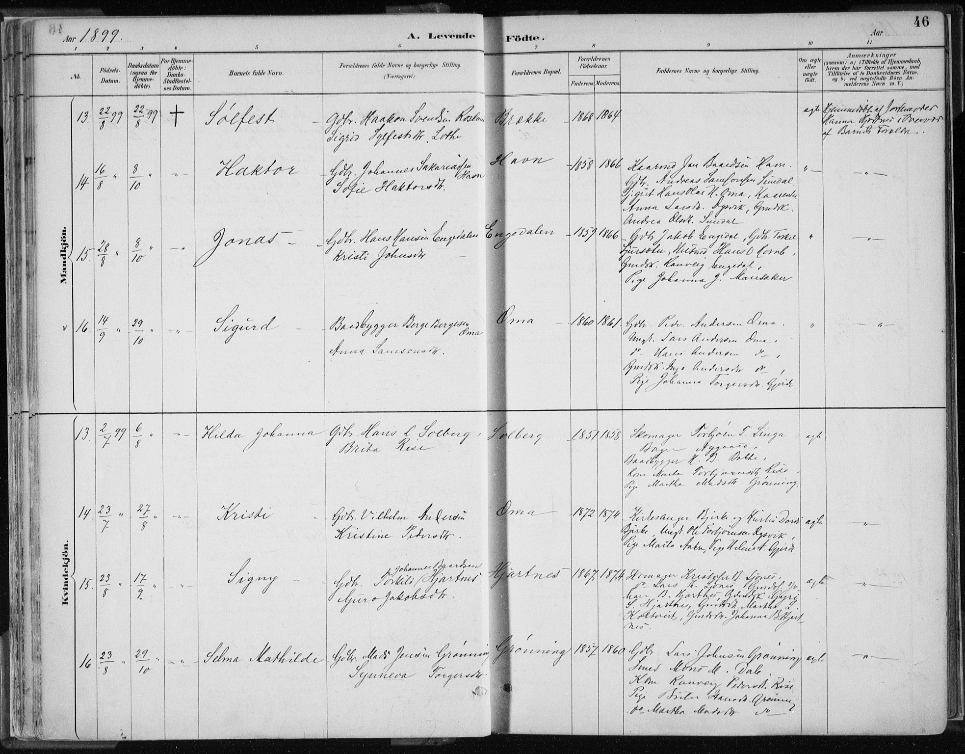 Strandebarm sokneprestembete, SAB/A-78401/H/Haa: Parish register (official) no. B  1, 1886-1908, p. 46